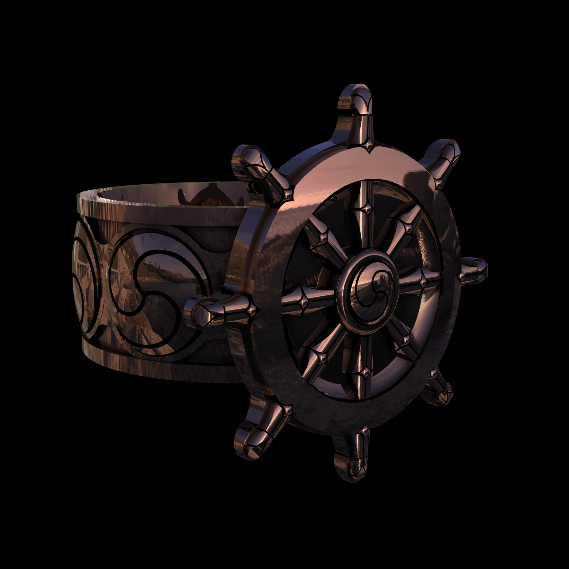 14K Rose Gold manufactured using wax casting, and polished for a shiny, smooth sheen surface.