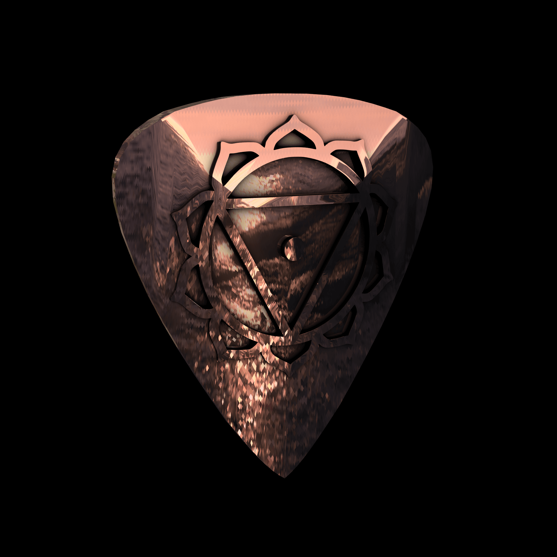 14K Rose Gold manufactured using wax casting, and polished for a shiny, smooth sheen surface.