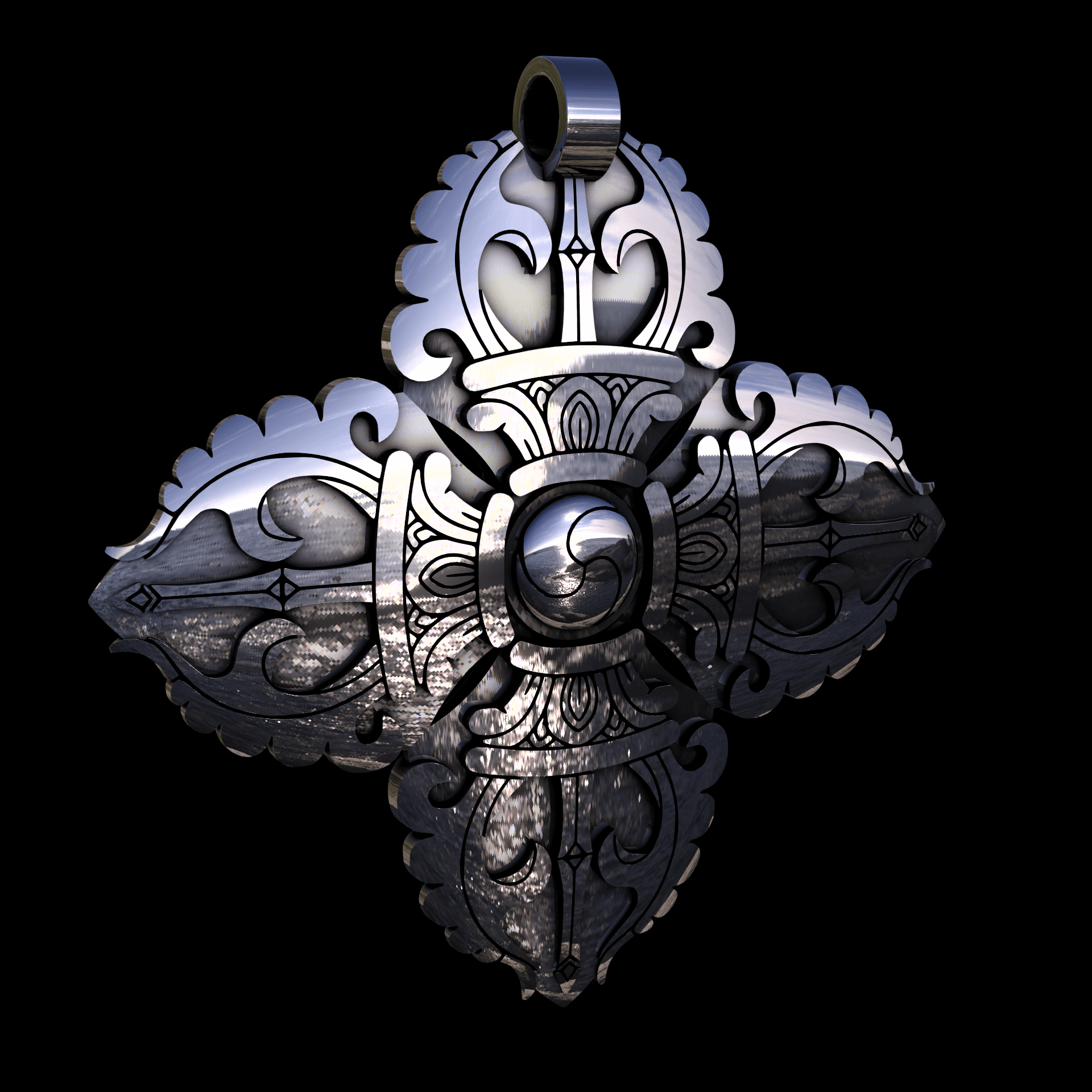 14K White Gold manufactured using wax casting, and polished for a shiny, smooth sheen surface.