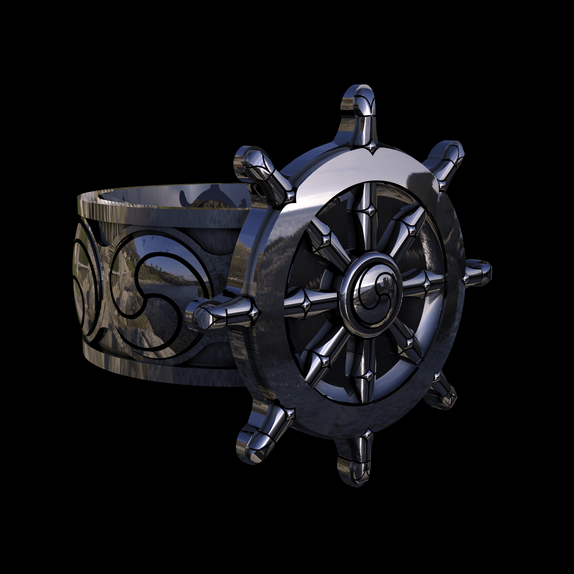 14K White Gold manufactured using wax casting, and polished for a shiny, smooth sheen surface.