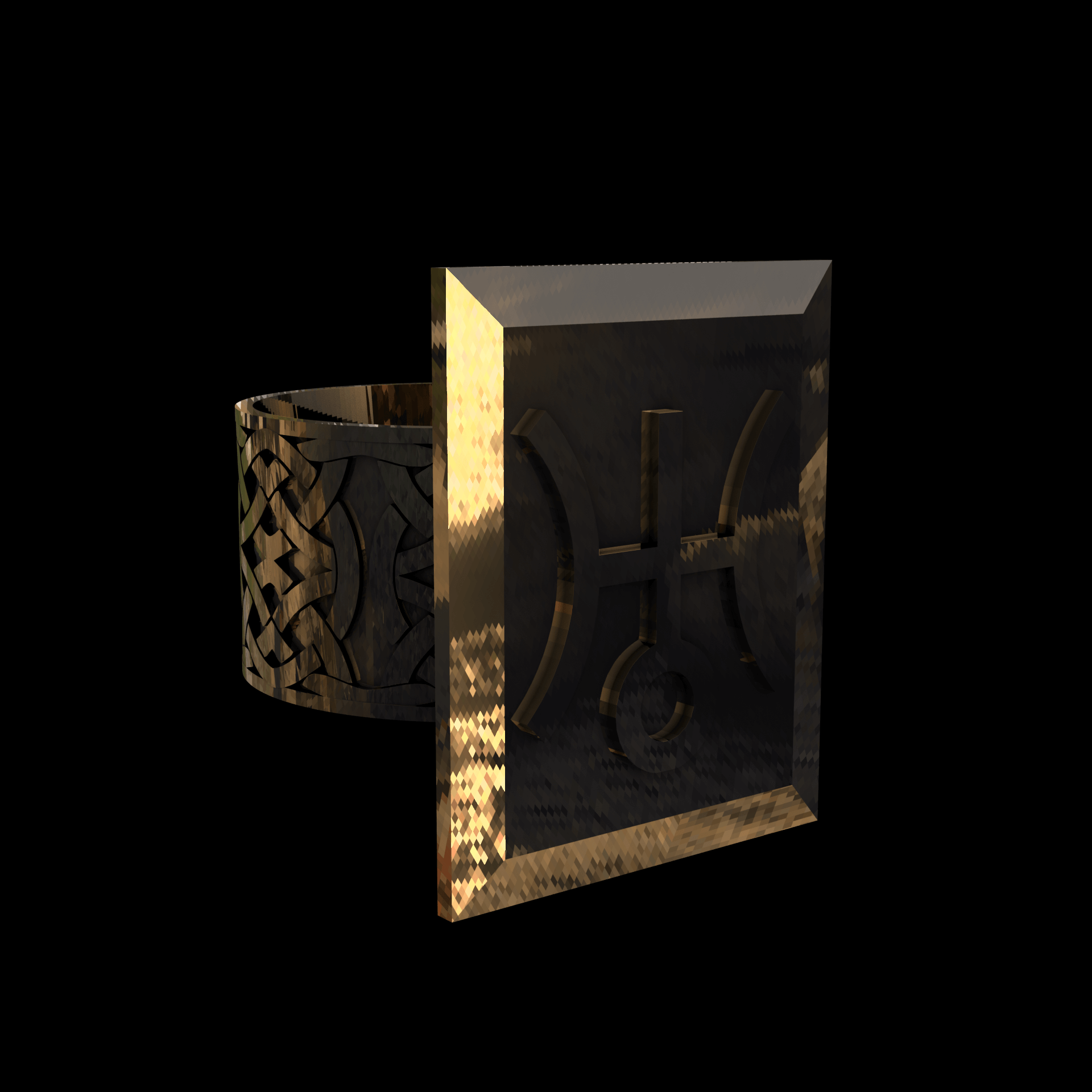 14K Yellow Gold manufactured using wax casting, and polished for a shiny, smooth sheen surface.