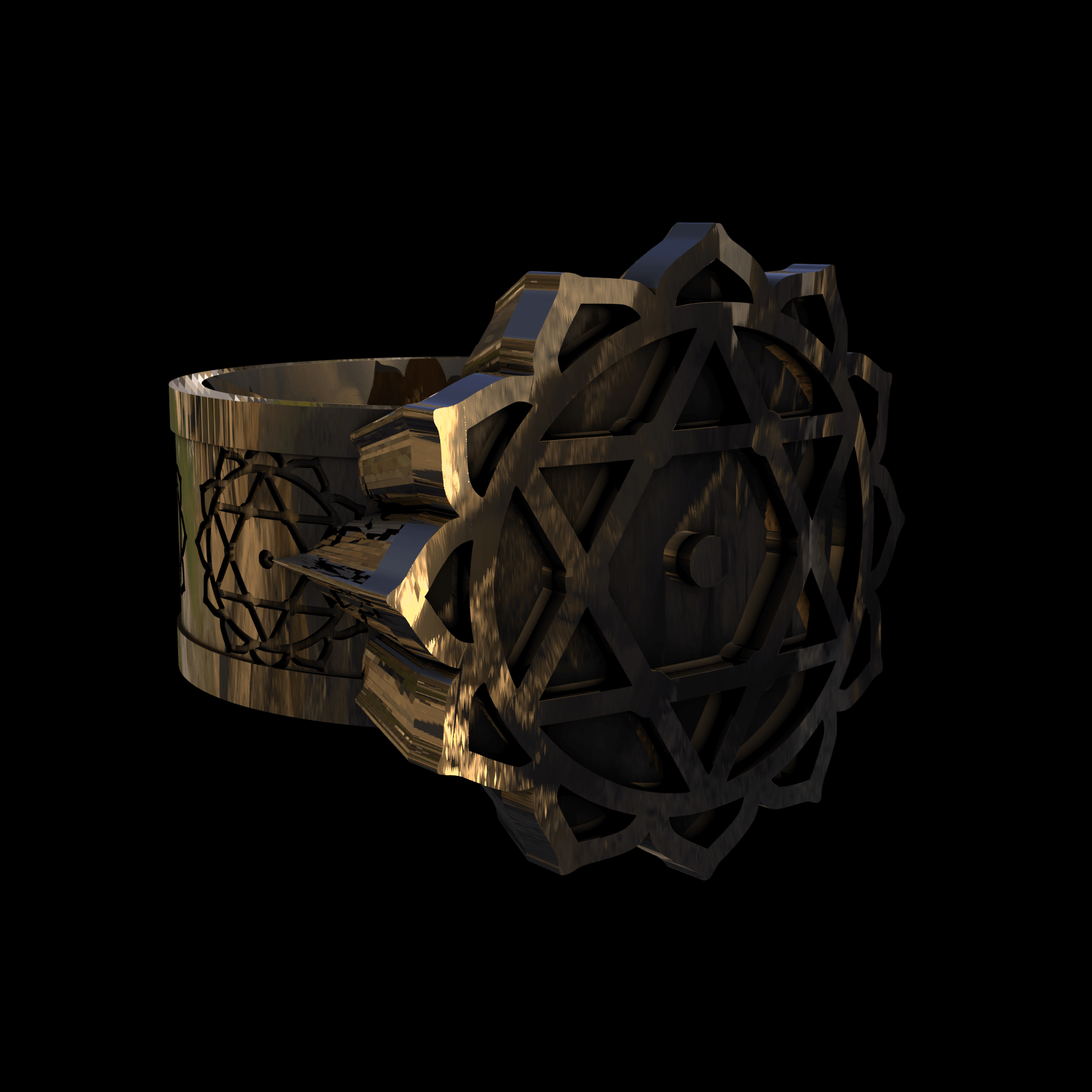 18K Yellow Gold manufactured using wax casting, and polished for a shiny, smooth sheen surface.