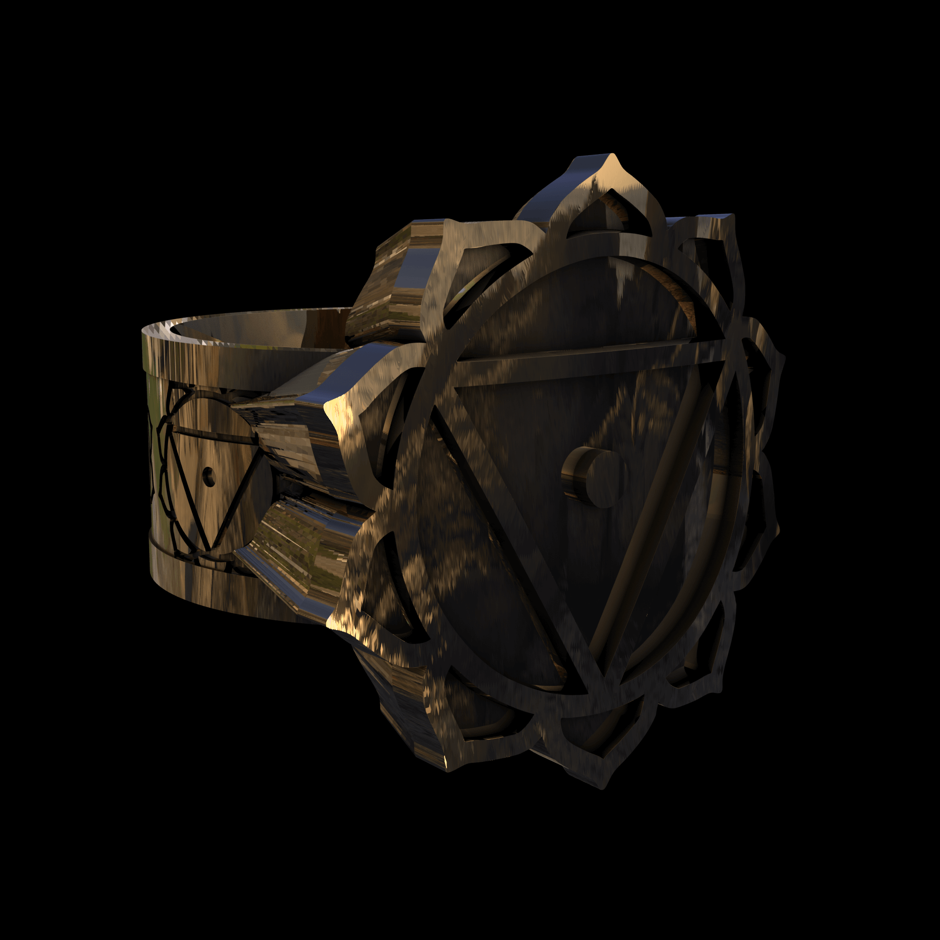 18K Yellow Gold manufactured using wax casting, and polished for a shiny, smooth sheen surface.