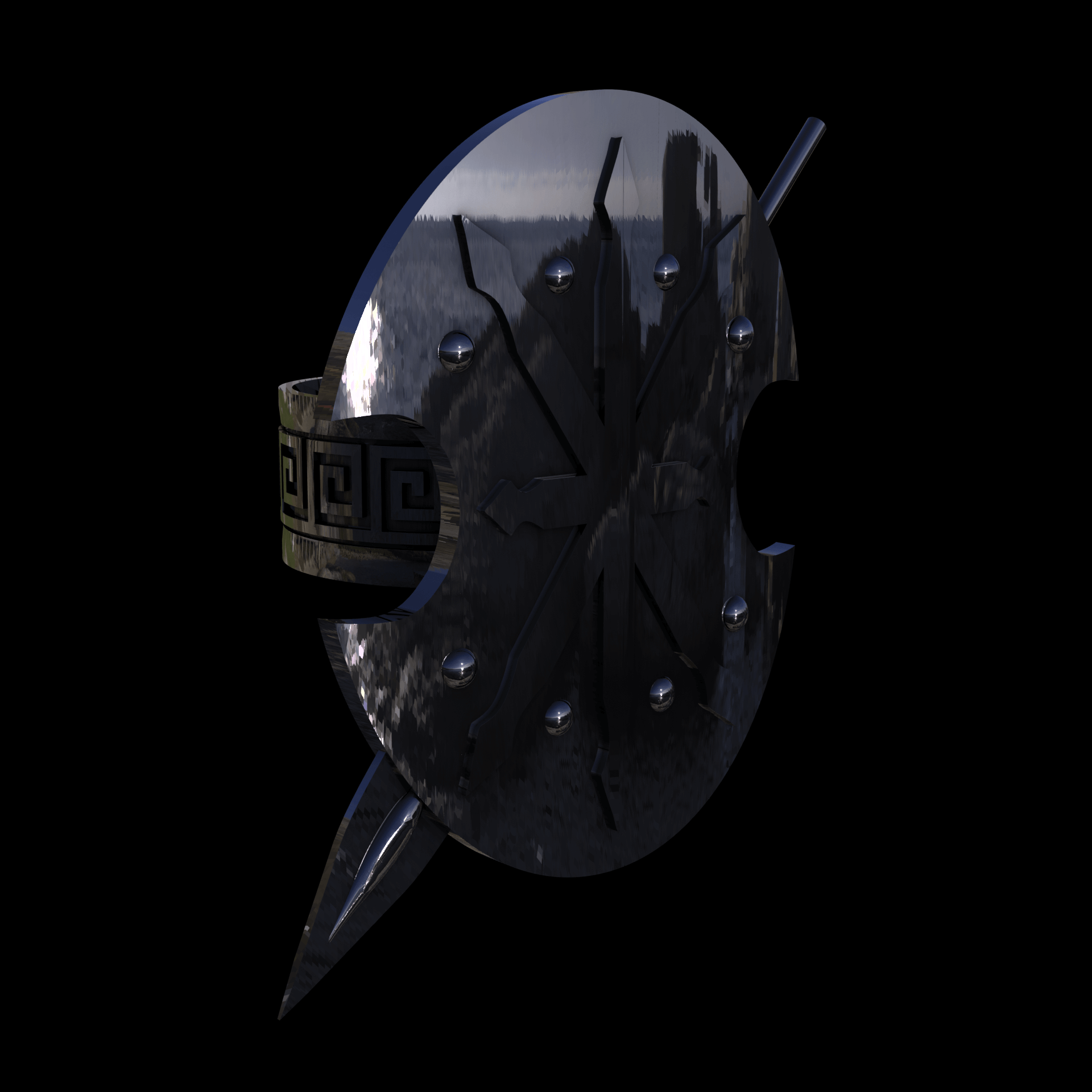 Sterling silver manufactured using wax casting, polished for a slightly textured, mild sheen surface, and recessed details blackened for a steampunk look.