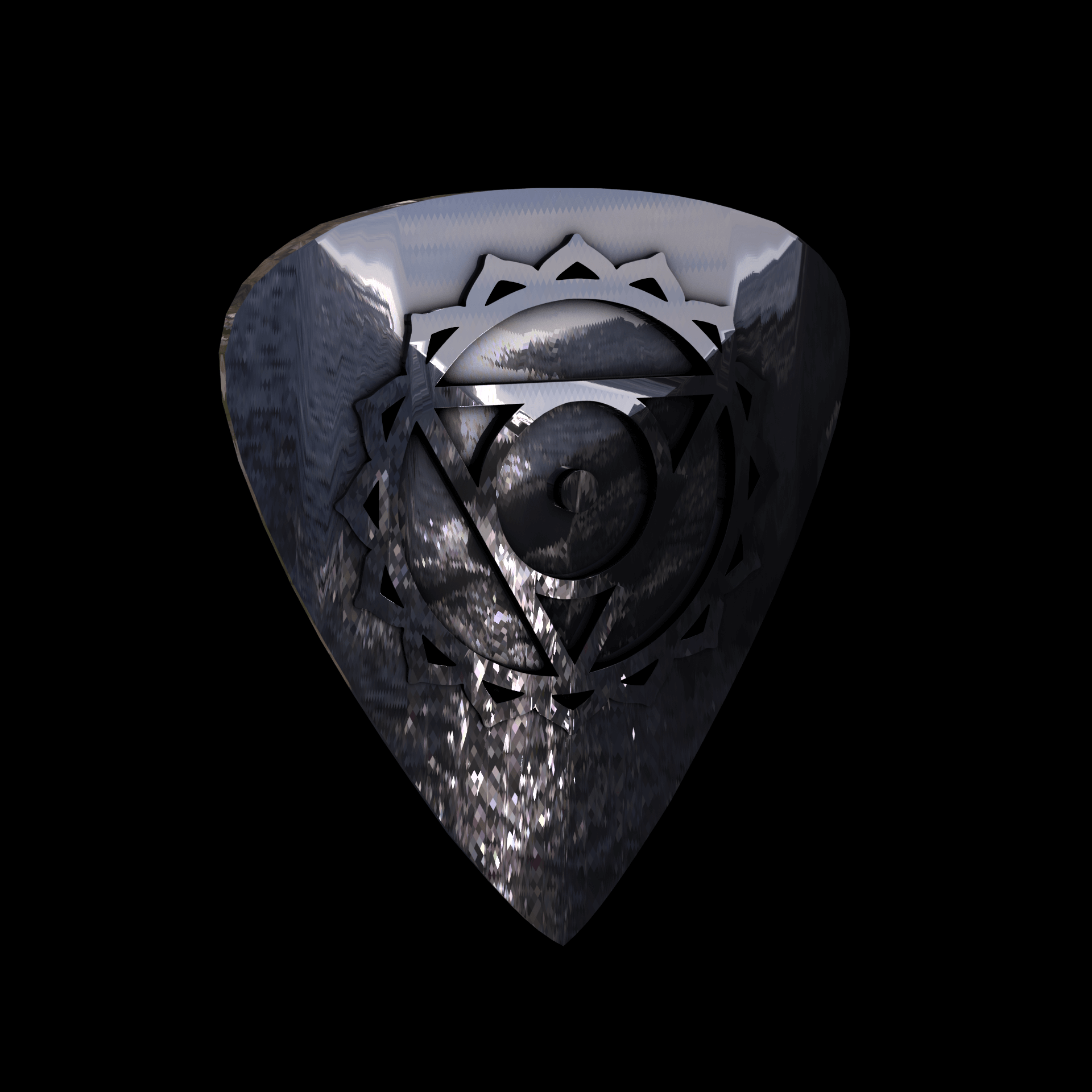 Sterling silver manufactured using wax casting, polished for a slightly textured, mild sheen surface, and recessed details blackened for a steampunk look.