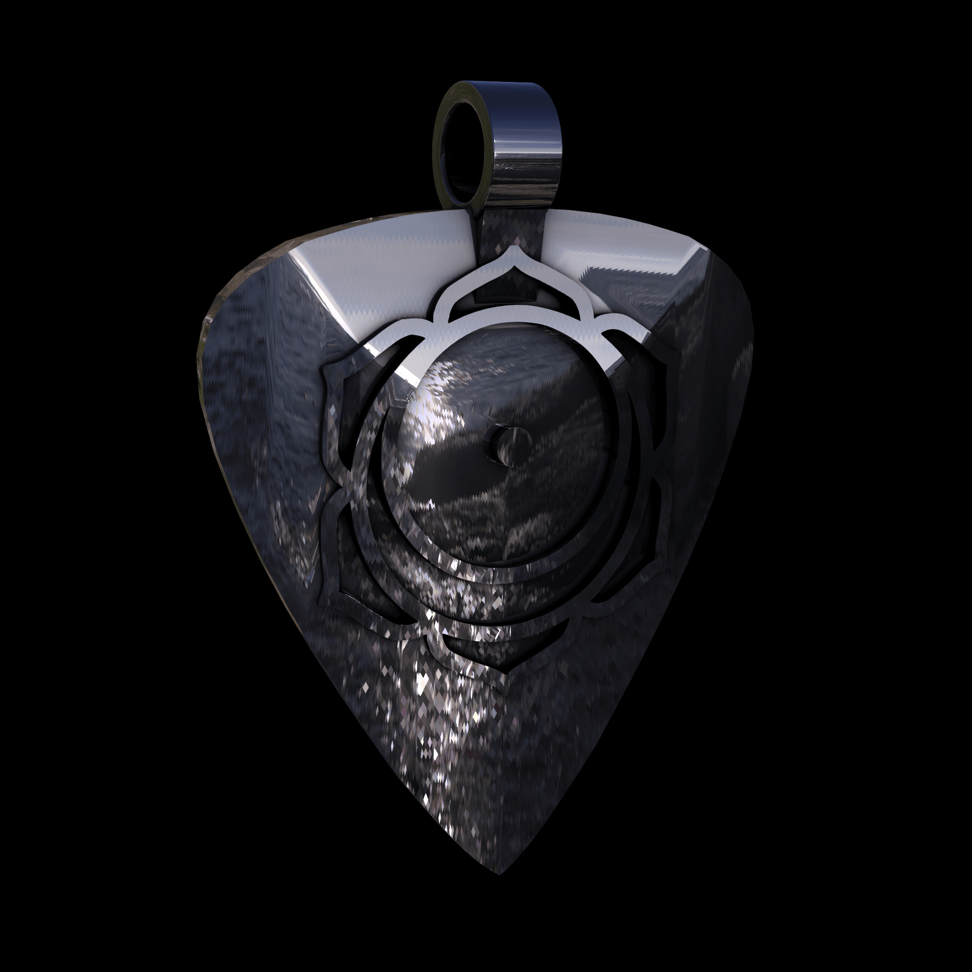 Sterling silver manufactured using wax casting, polished for a slightly textured, mild sheen surface, and recessed details blackened for a steampunk look.