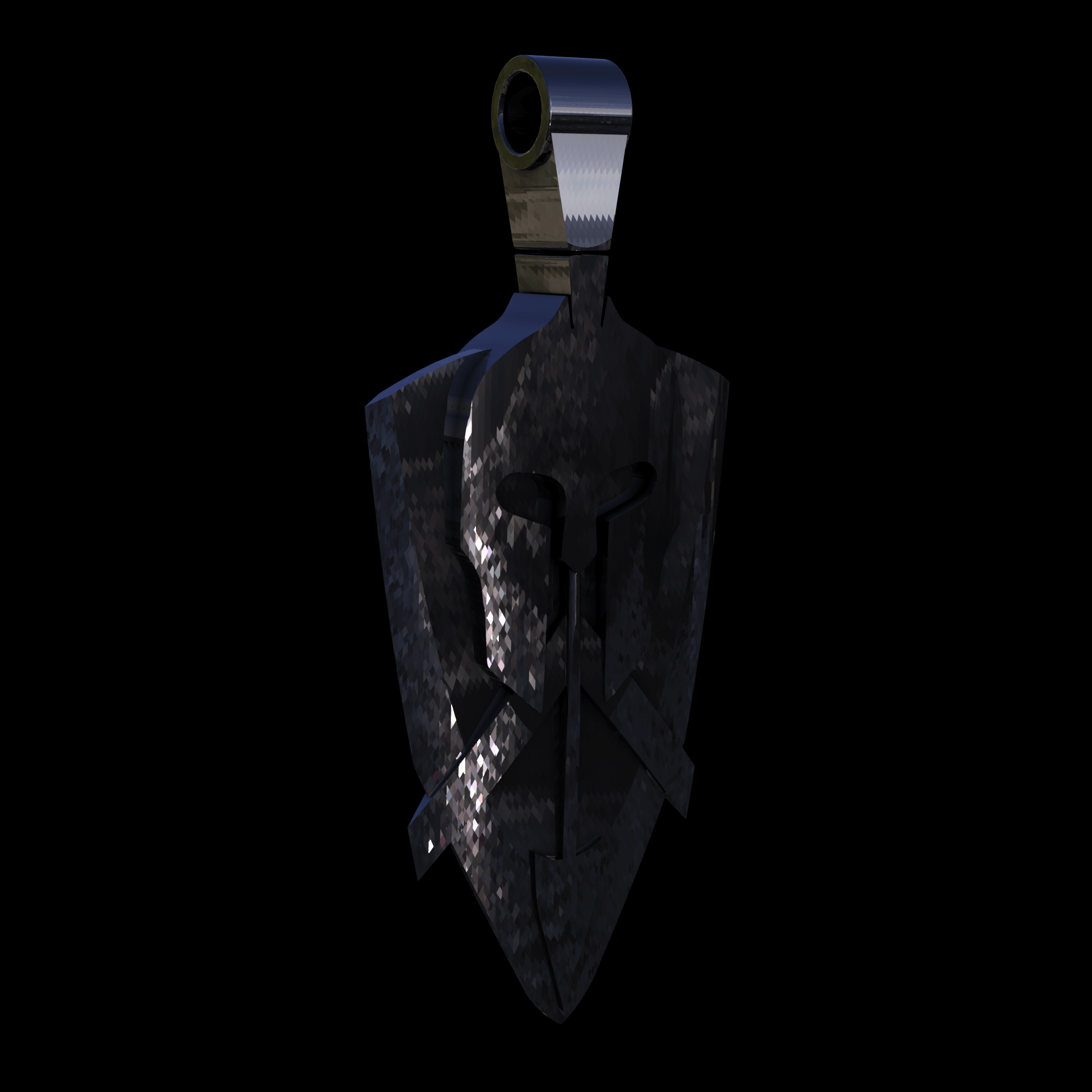 Sterling silver manufactured using wax casting, polished for a slightly textured, mild sheen surface, and recessed details blackened for a steampunk look.