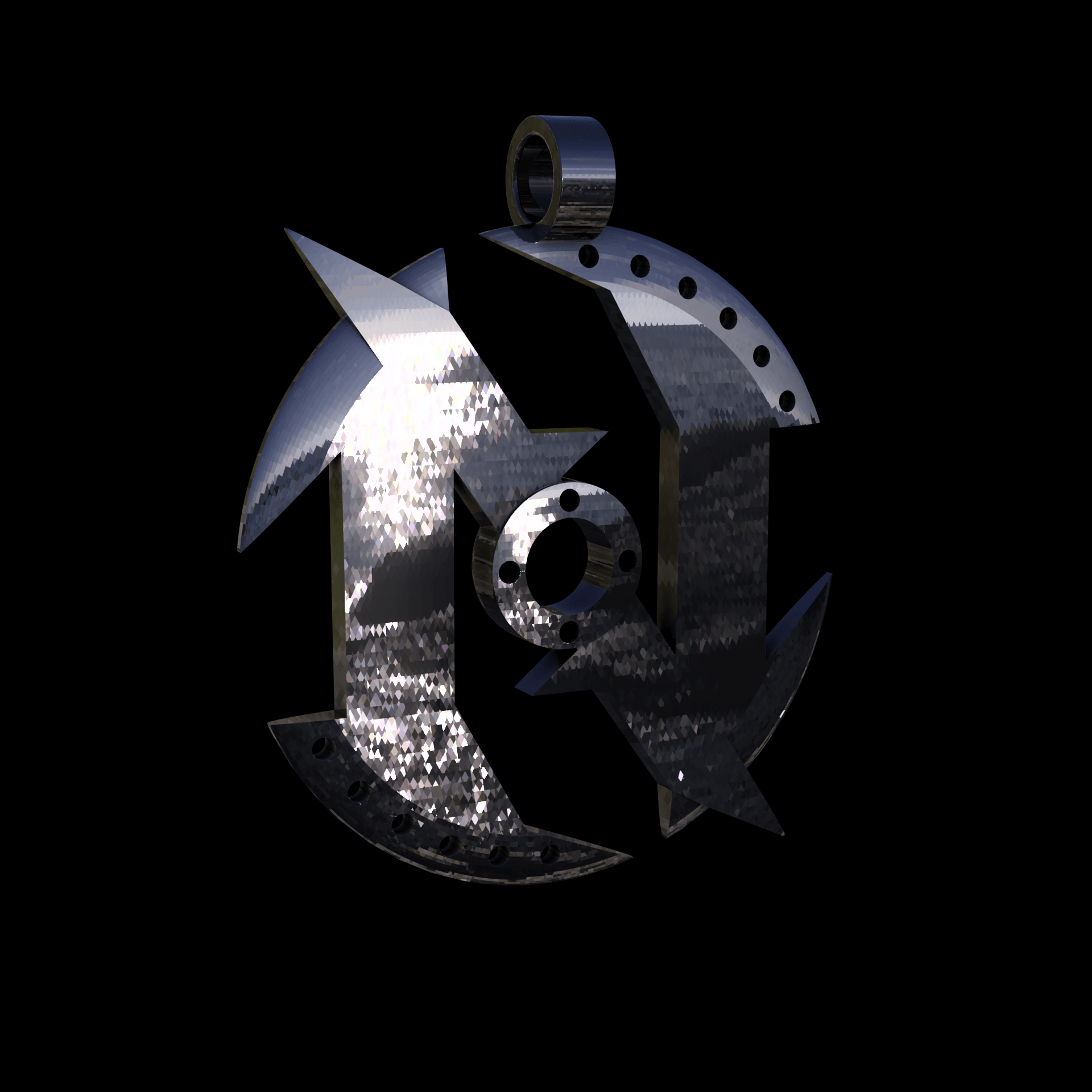 Sterling silver manufactured using wax casting, polished for a slightly textured, mild sheen surface, and recessed details blackened for a steampunk look.