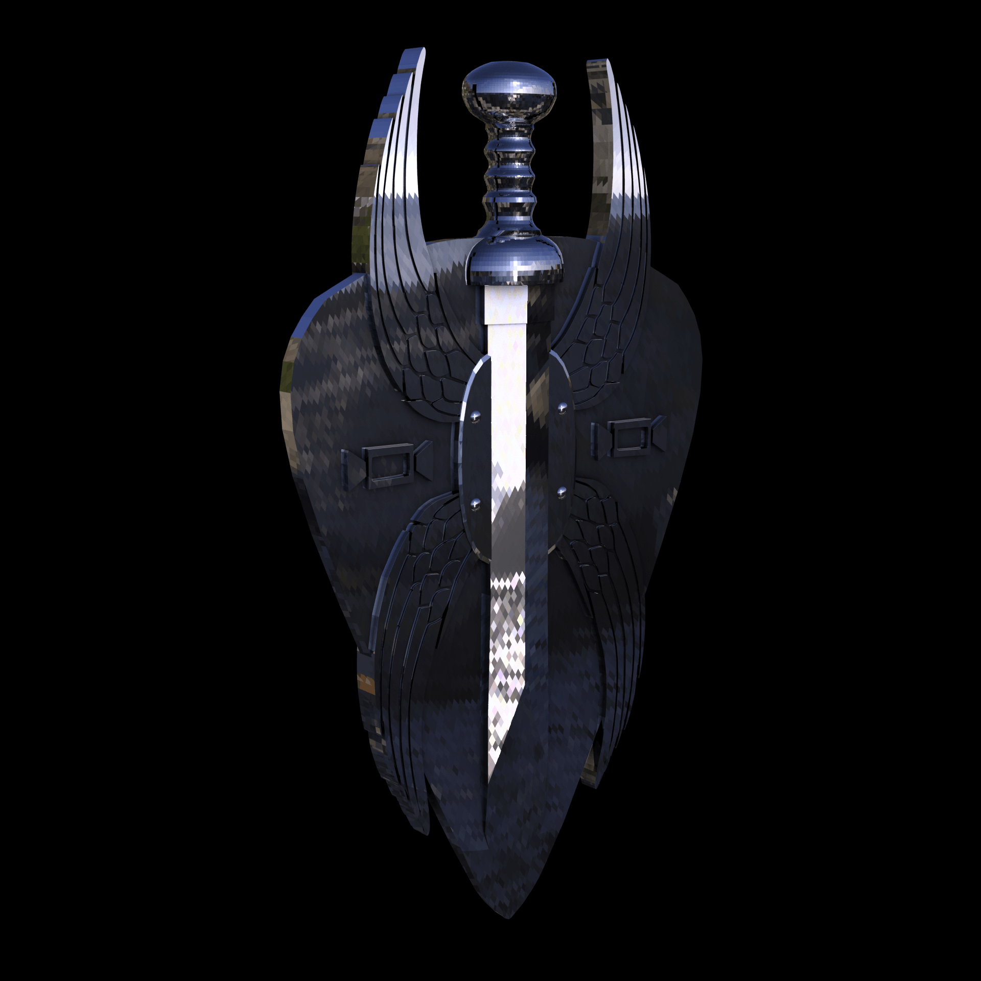 Sterling silver manufactured using wax casting, with extensive polishing reaching intricate details, acheiving a elegant, sleek shiny surface with a fine sheen.