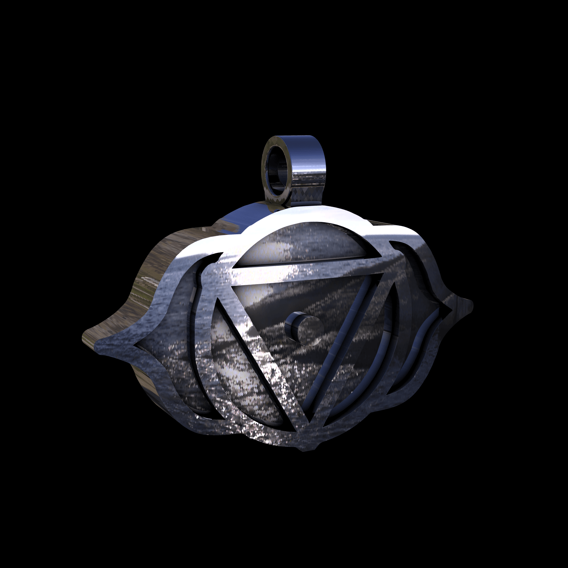 Sterling silver manufactured using wax casting, with extensive polishing reaching intricate details, acheiving a elegant, sleek shiny surface with a fine sheen.