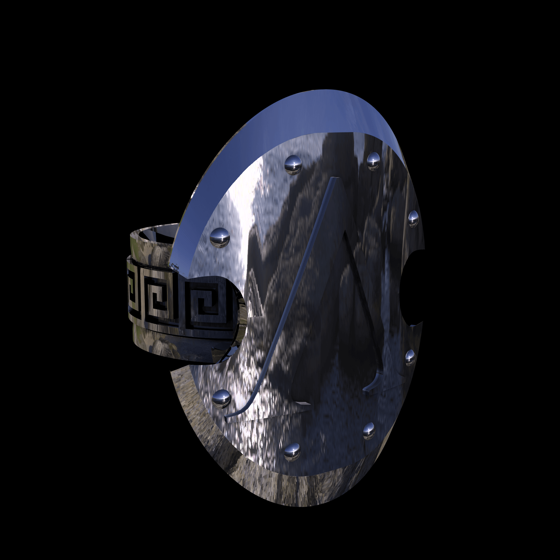 Sterling silver manufactured using wax casting, with extensive polishing reaching intricate details, acheiving a elegant, sleek shiny surface with a fine sheen.