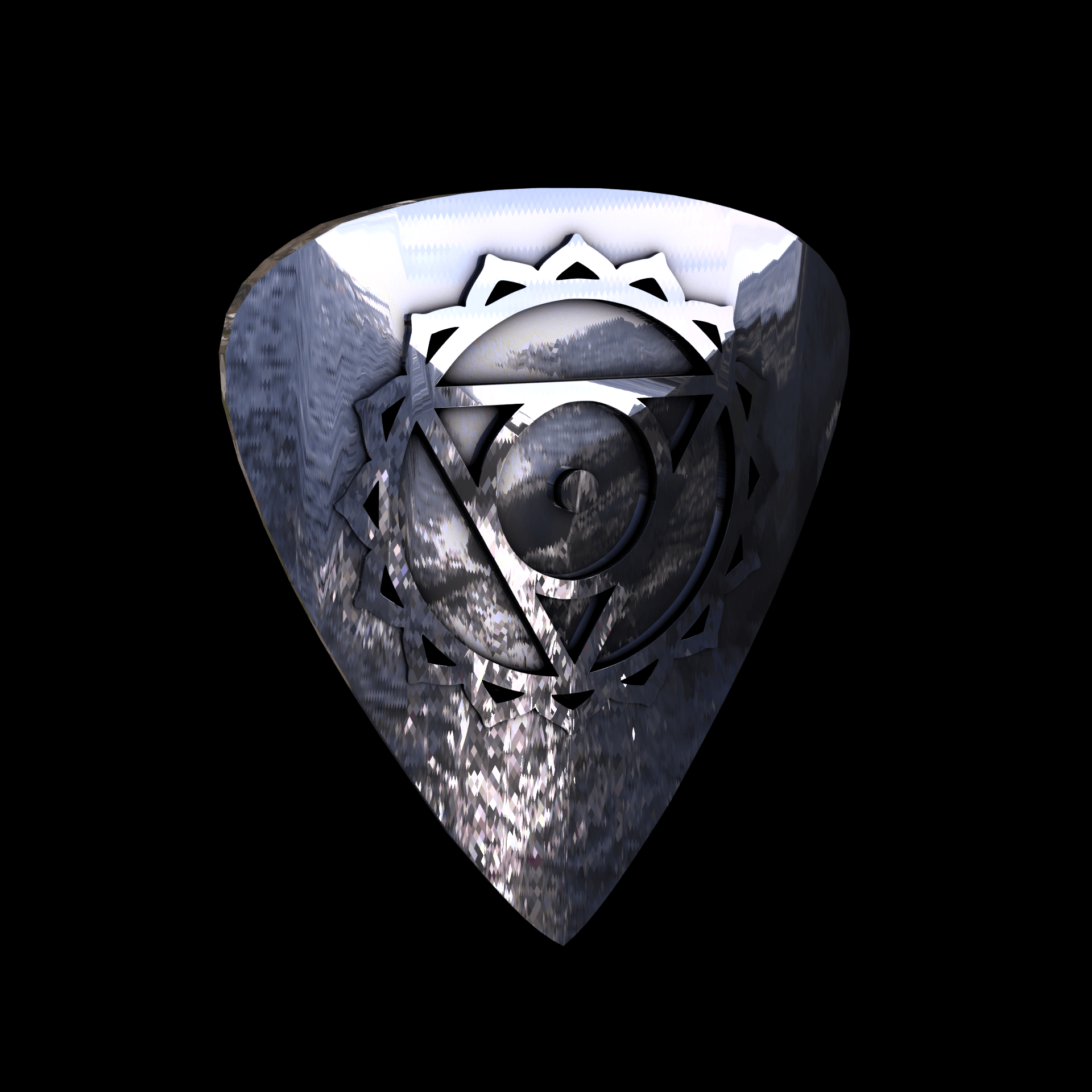 Sterling silver manufactured using wax casting, with extensive polishing reaching intricate details, acheiving a elegant, sleek shiny surface with a fine sheen.