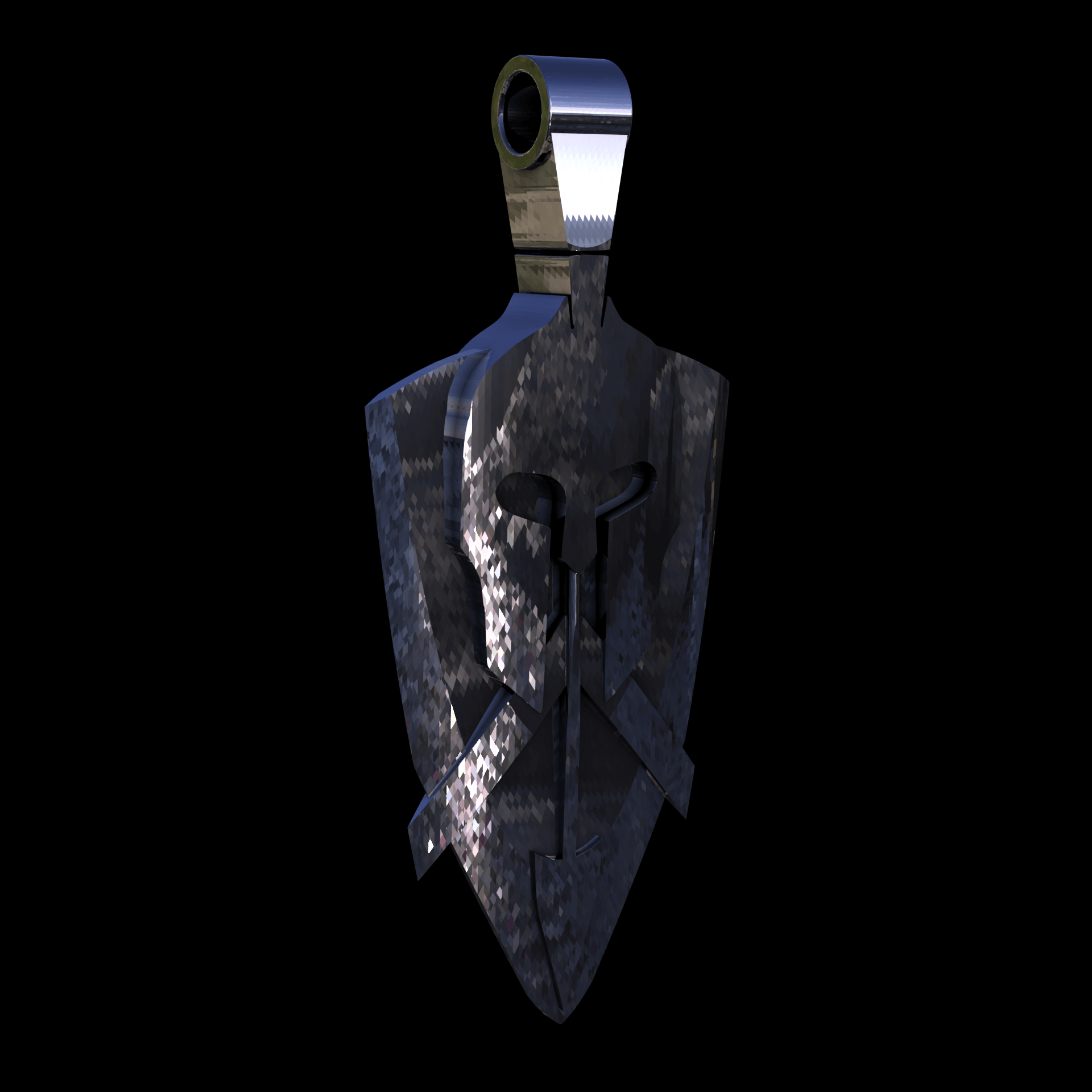 Sterling silver manufactured using wax casting, with extensive polishing reaching intricate details, acheiving a elegant, sleek shiny surface with a fine sheen.