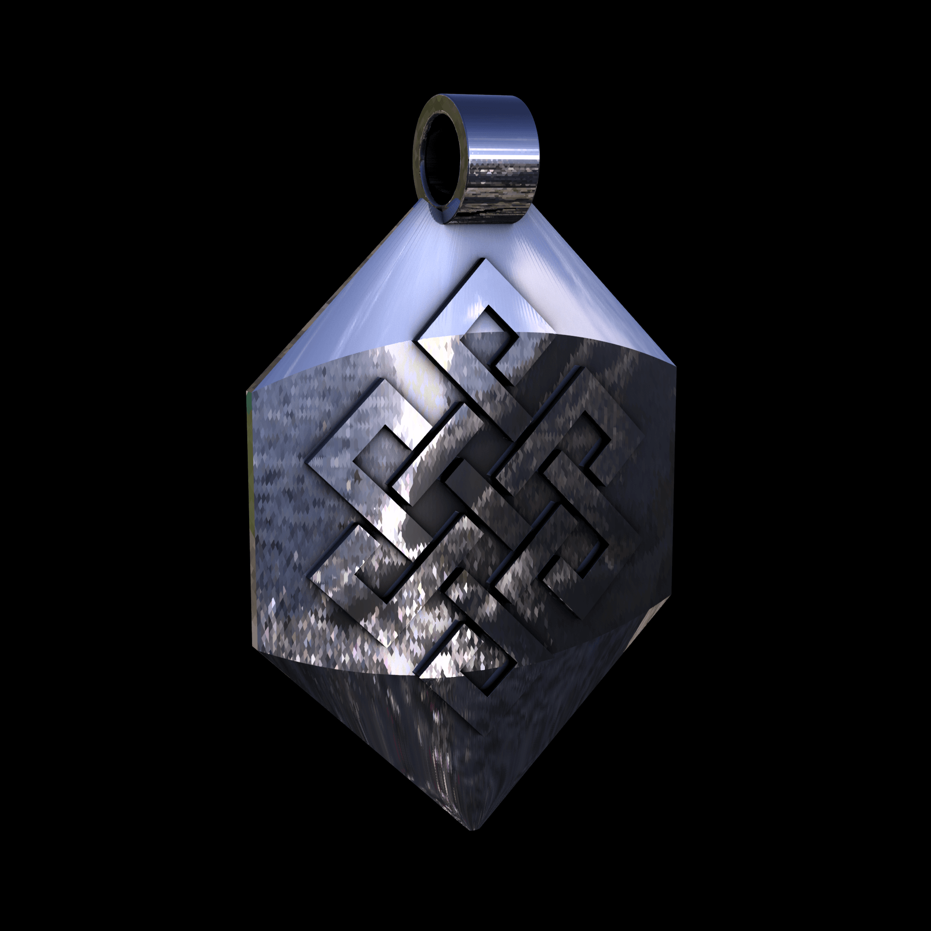 Sterling silver manufactured using wax casting, with extensive polishing reaching intricate details, acheiving a elegant, sleek shiny surface with a fine sheen.