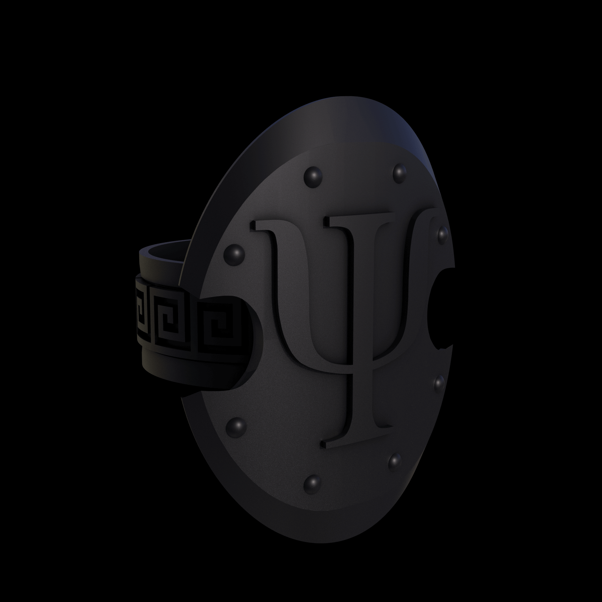 Bronze infused 420 stainless steel, manufactured using 3D printing, treated for a dark grey matte surface finish, with visible print lines.