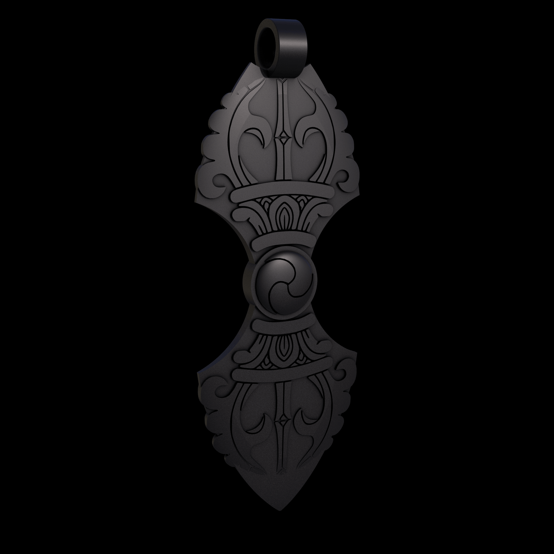 Bronze infused 420 stainless steel, manufactured using 3D printing, treated for a dark grey matte surface finish, with visible print lines.