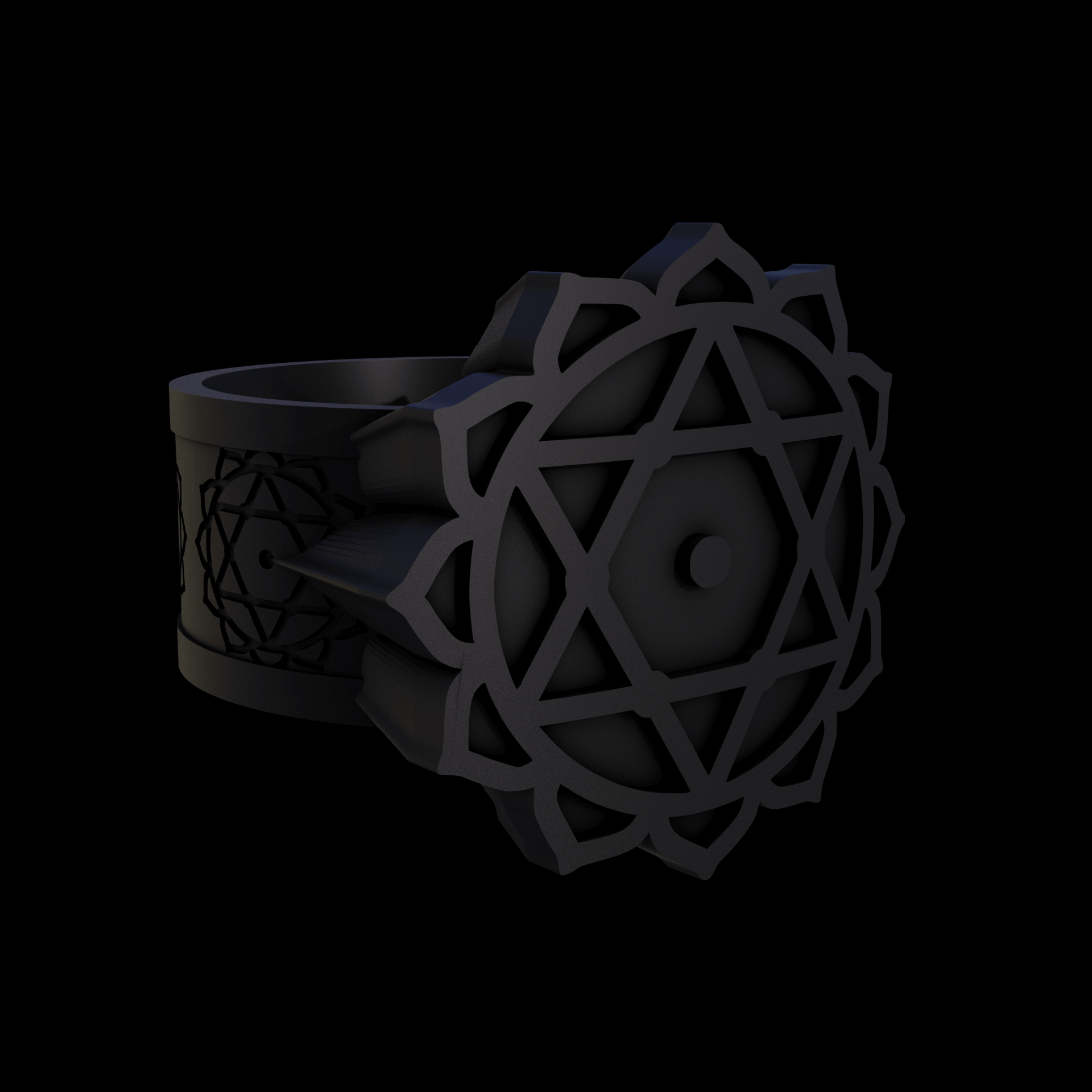 Bronze infused 420 stainless steel, manufactured using 3D printing, treated for a dark grey matte surface finish, with visible print lines.