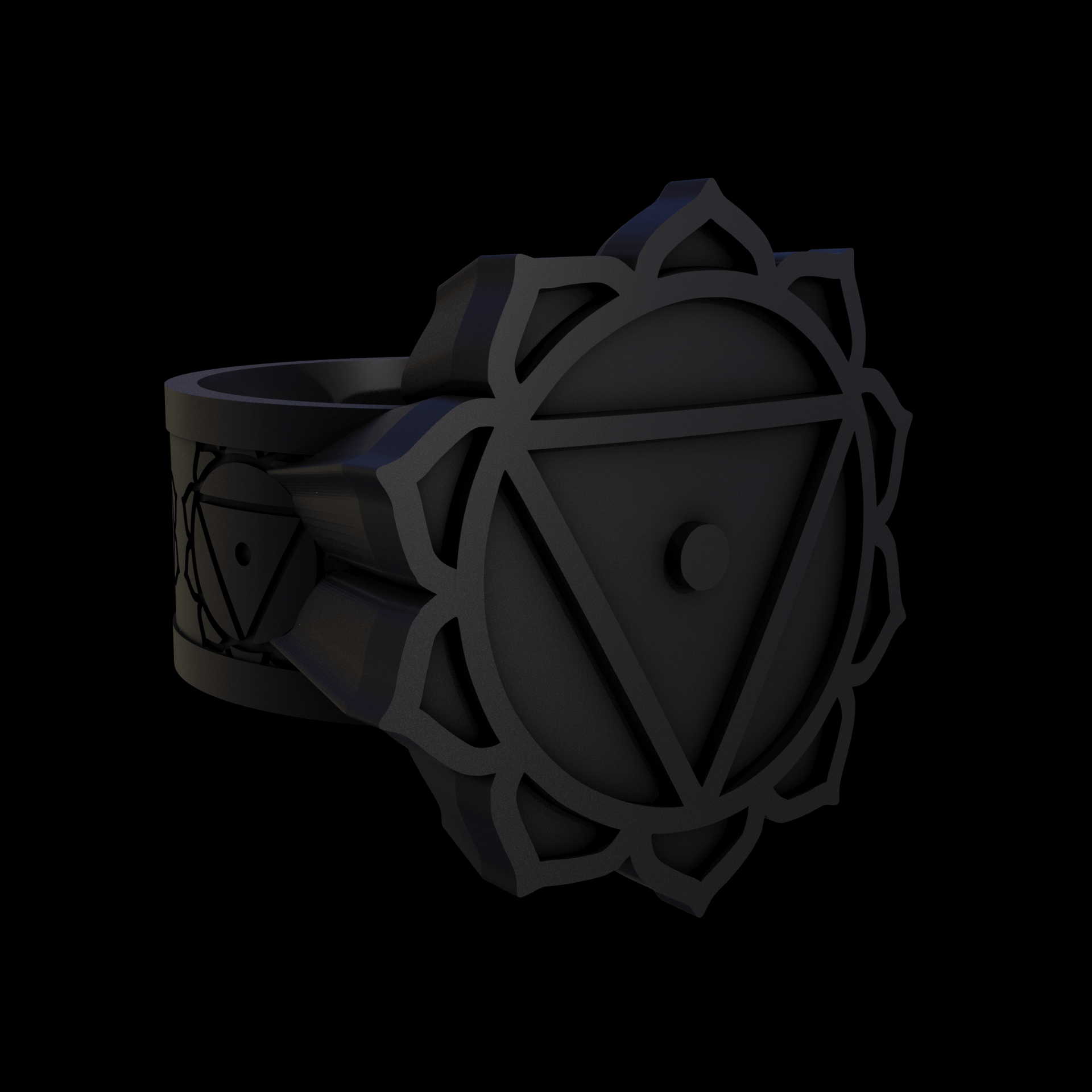 Bronze infused 420 stainless steel, manufactured using 3D printing, treated for a dark grey matte surface finish, with visible print lines.