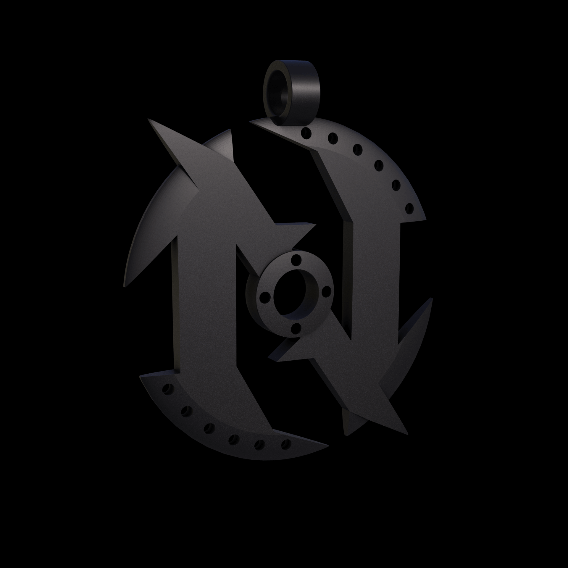 Bronze infused 420 stainless steel, manufactured using 3D printing, treated for a dark grey matte surface finish, with visible print lines.