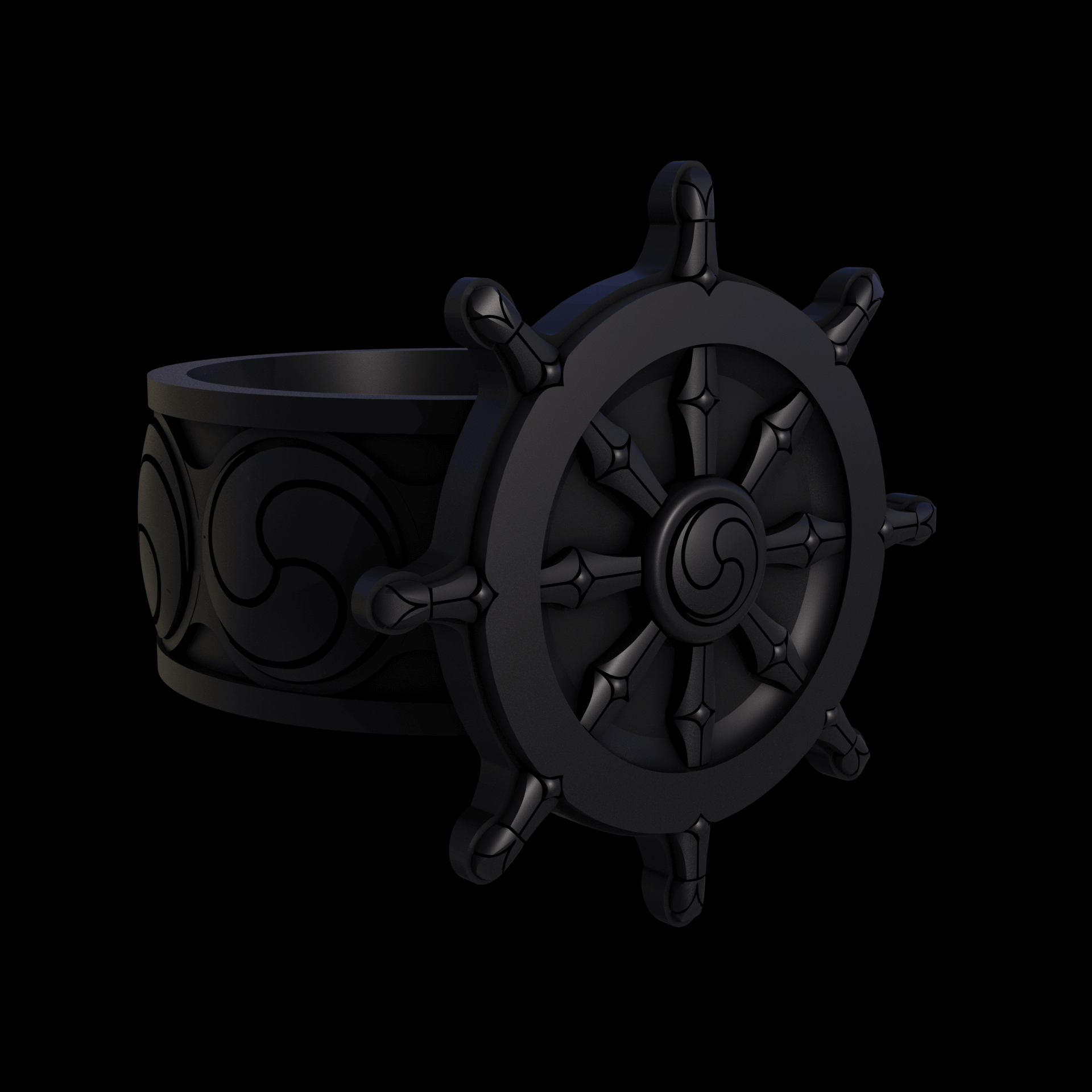 Bronze infused 420 stainless steel, manufactured using 3D printing, treated for a dark grey matte surface finish, with visible print lines.