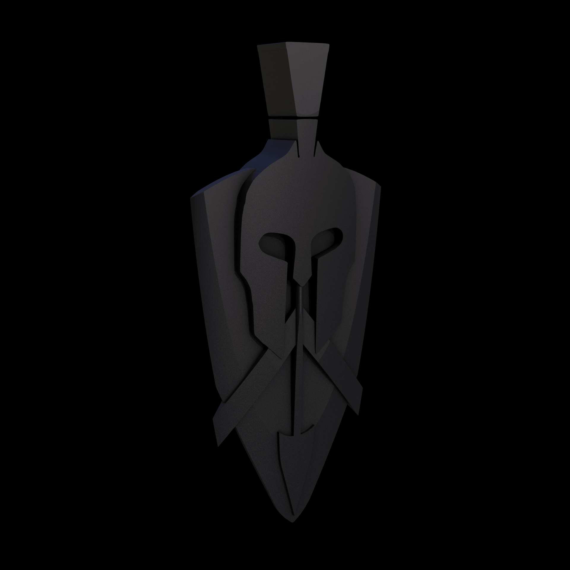 Bronze infused 420 stainless steel, manufactured using 3D printing, treated for a dark grey matte surface finish, with visible print lines.