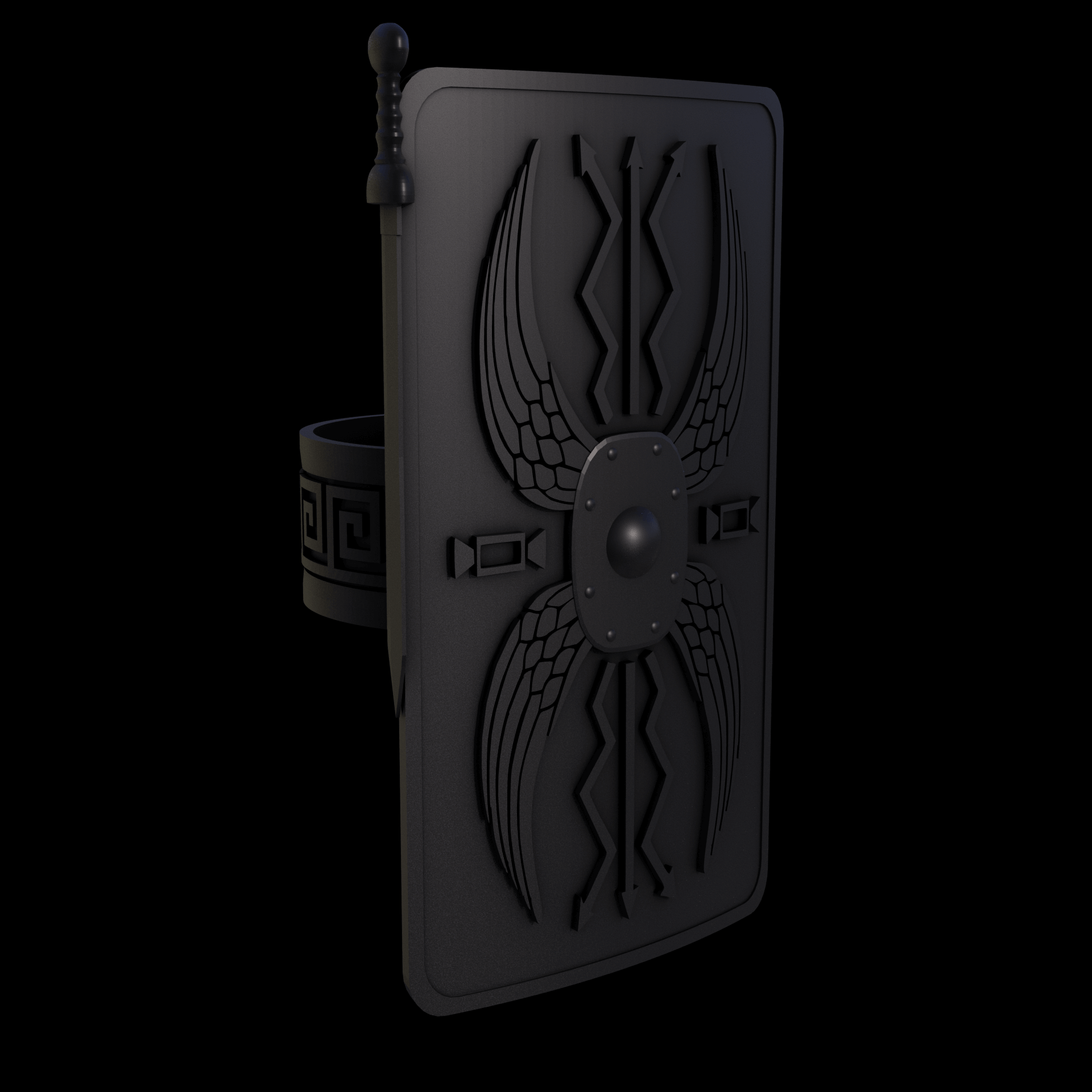 Bronze infused 420 stainless steel, manufactured using 3D printing, treated for a dark grey matte surface finish, with visible print lines.