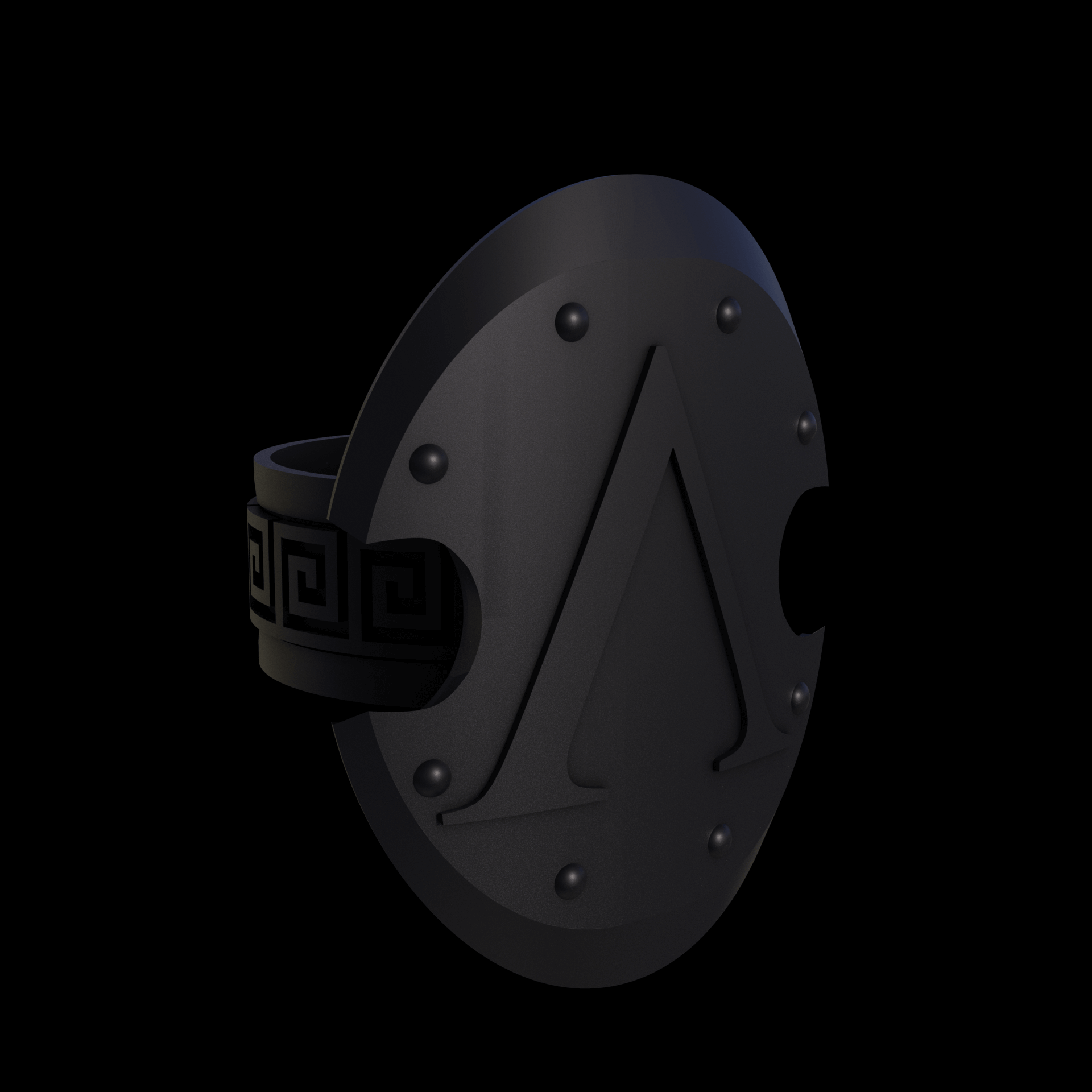 Bronze infused 420 stainless steel, manufactured using 3D printing, treated for a dark grey matte surface finish, with visible print lines.