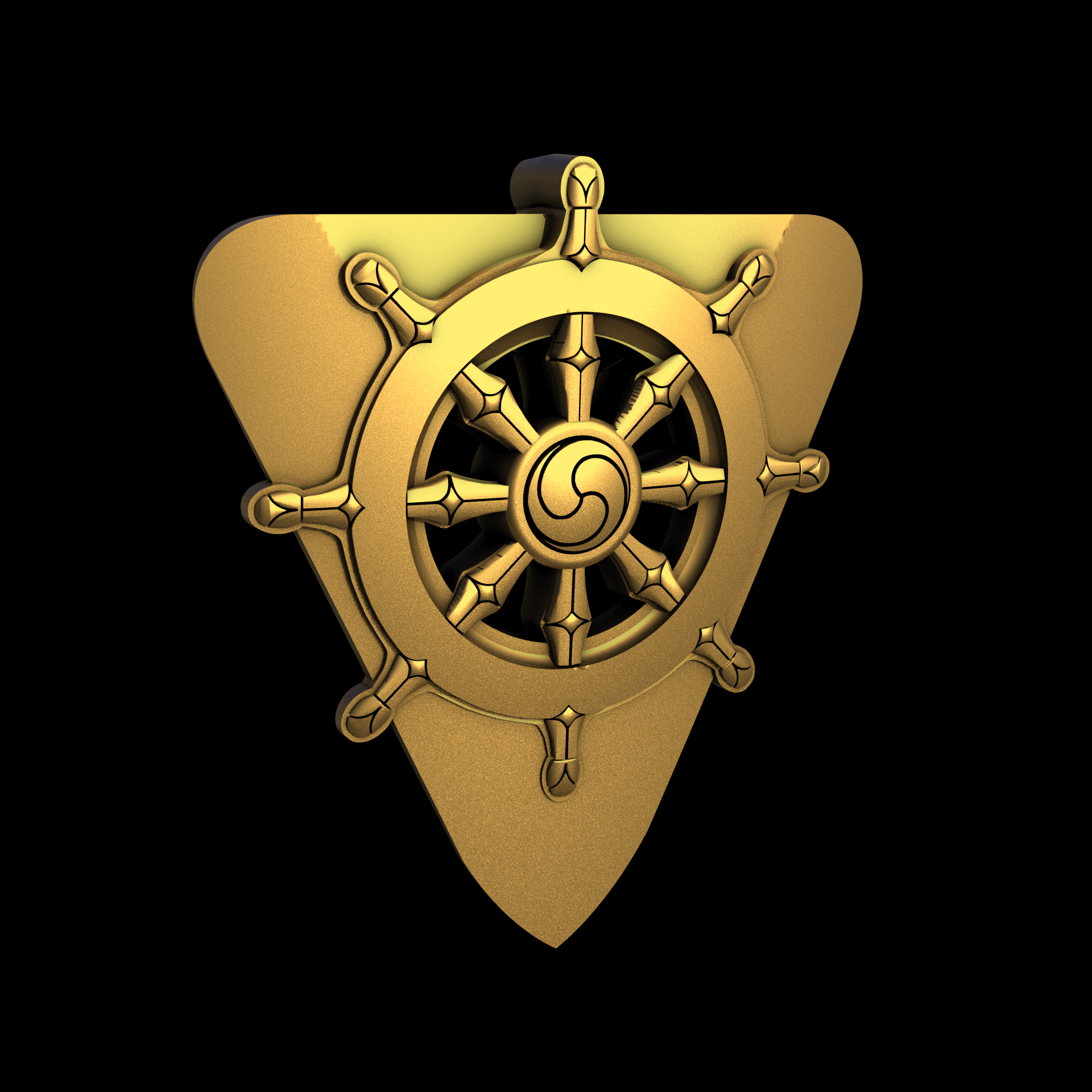 Brass manufactured using wax casting, and lightly polished with a rough matte surface finish.