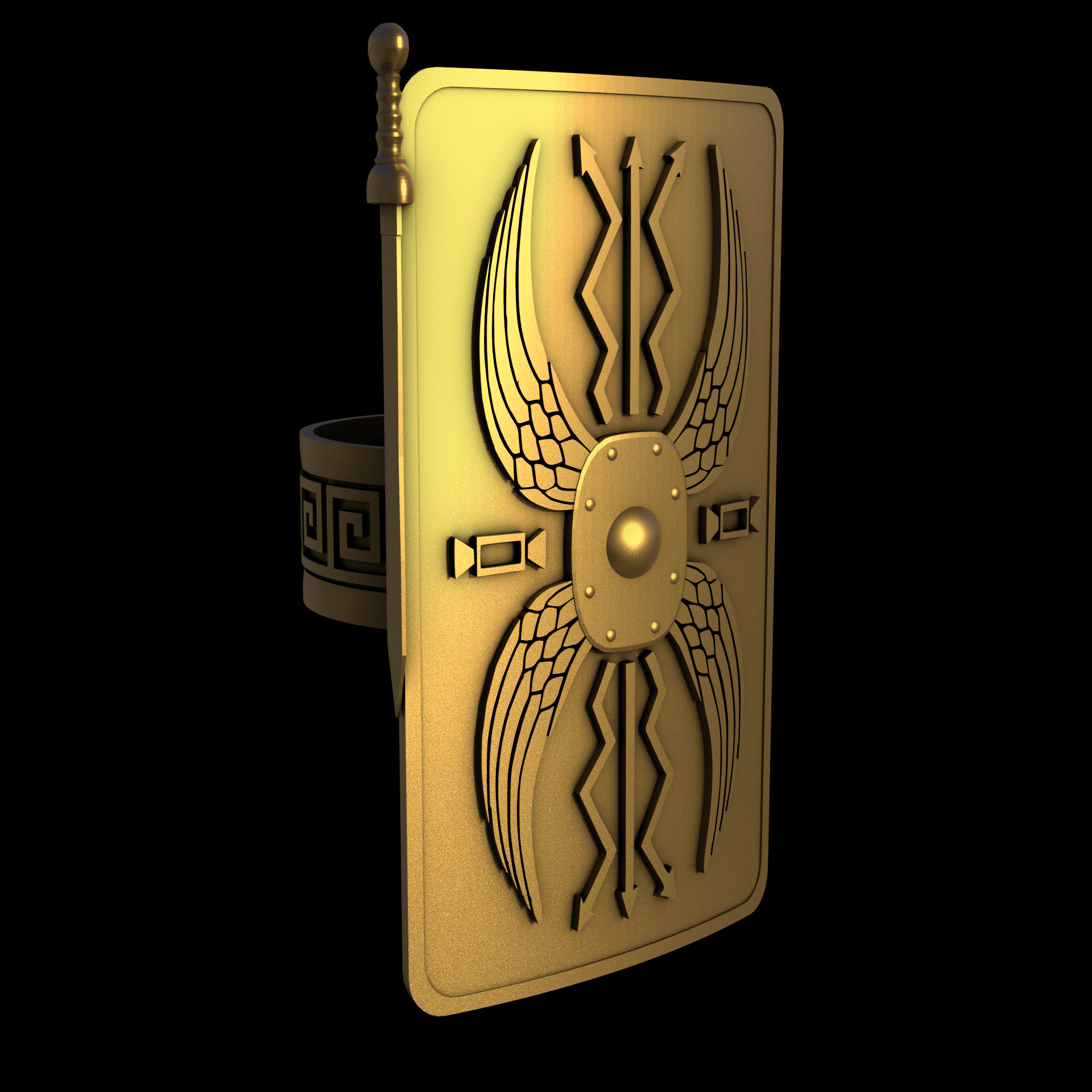 Brass manufactured using wax casting, and lightly polished with a rough matte surface finish.