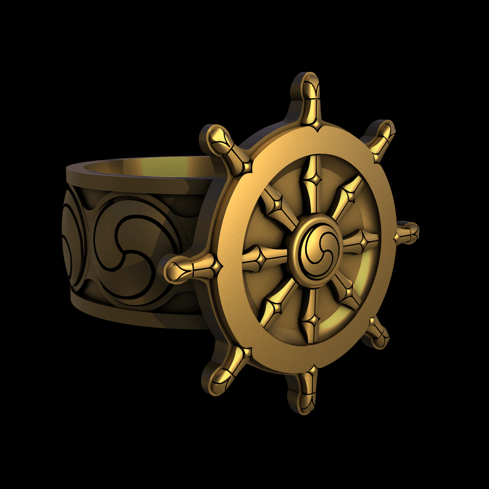 Brass manufactured using wax casting, and lightly polished with a rough matte surface finish.