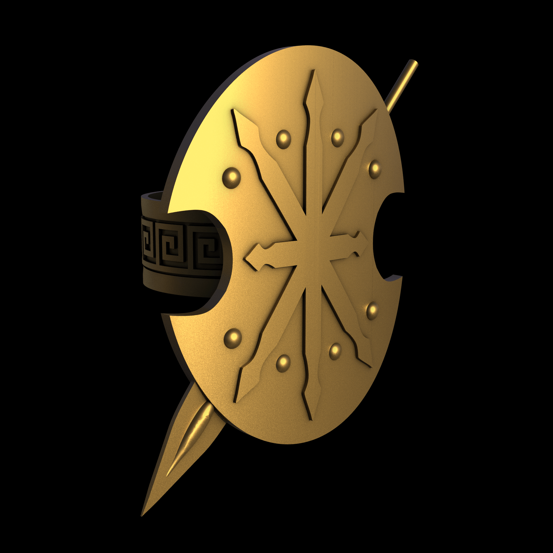 Brass manufactured using wax casting, and lightly polished with a rough matte surface finish.