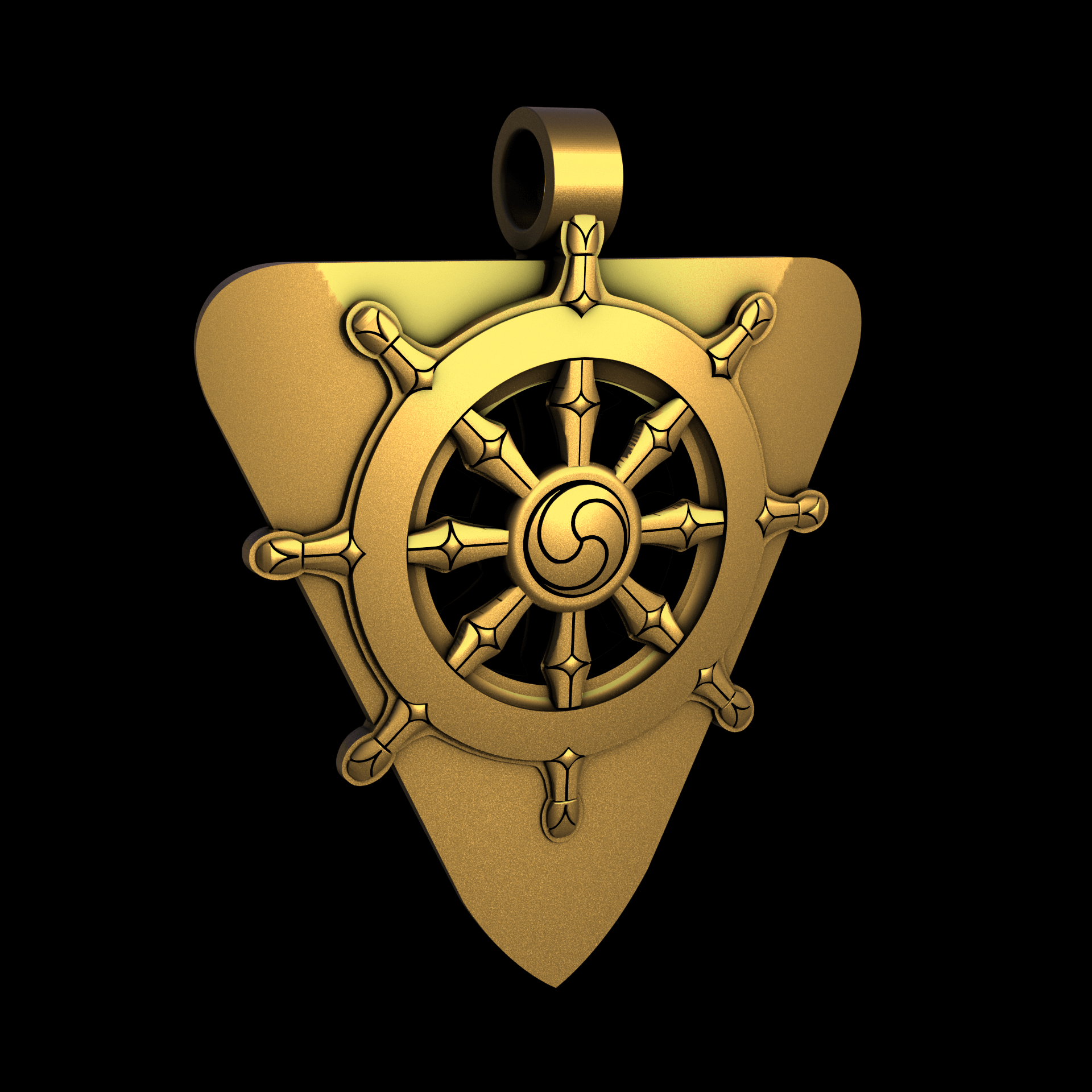 Brass manufactured using wax casting, and lightly polished with a rough matte surface finish.