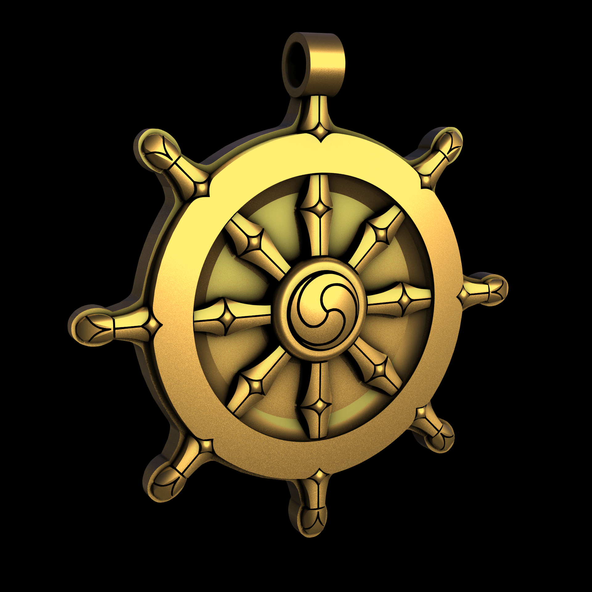 Brass manufactured using wax casting, and lightly polished with a rough matte surface finish.