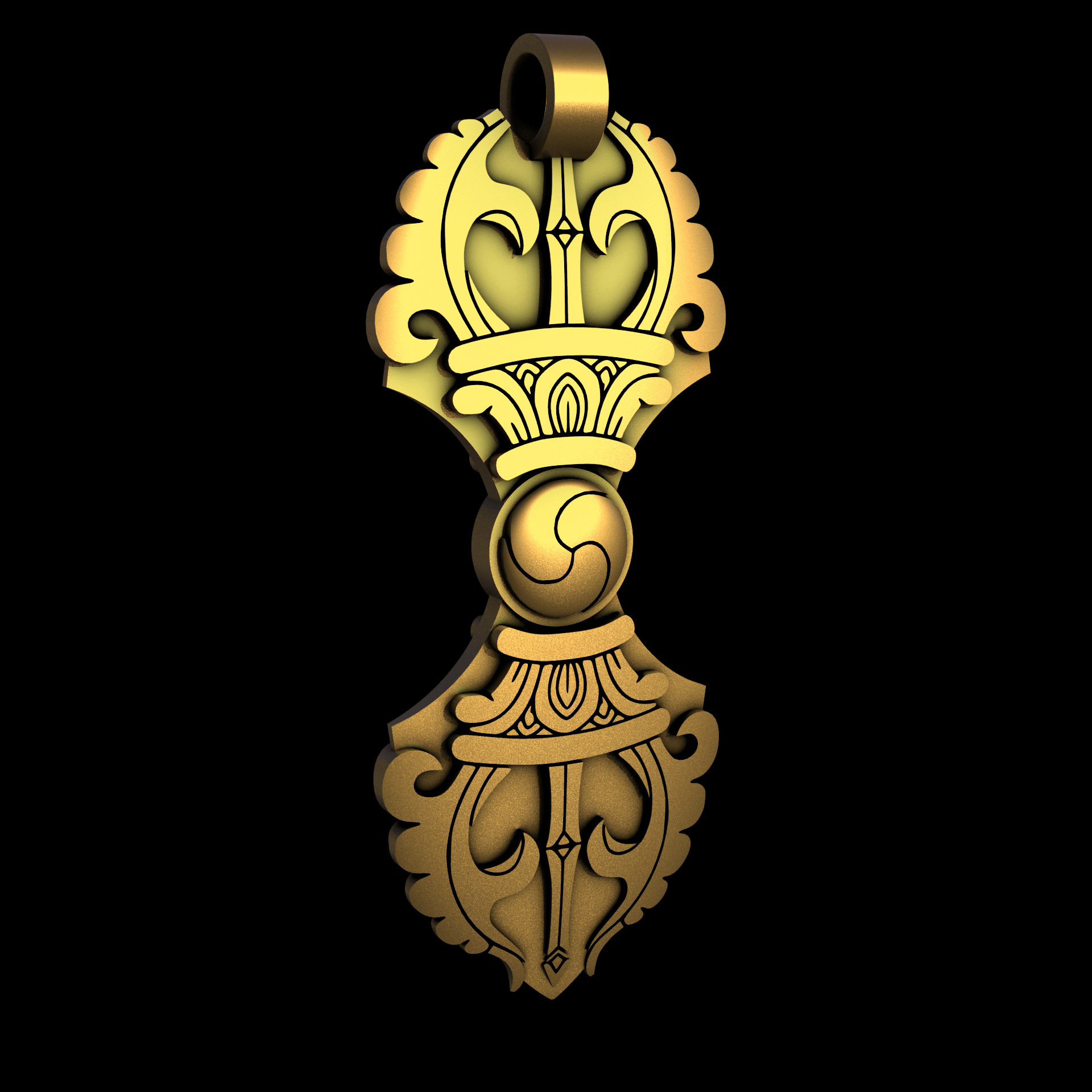 Brass manufactured using wax casting, and lightly polished with a rough matte surface finish.