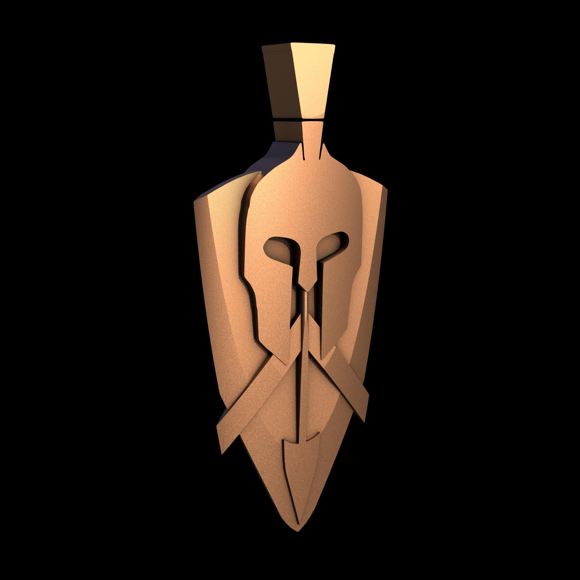 Bronze manufactured using wax casting, and lightly polished with a rough matte surface finish.