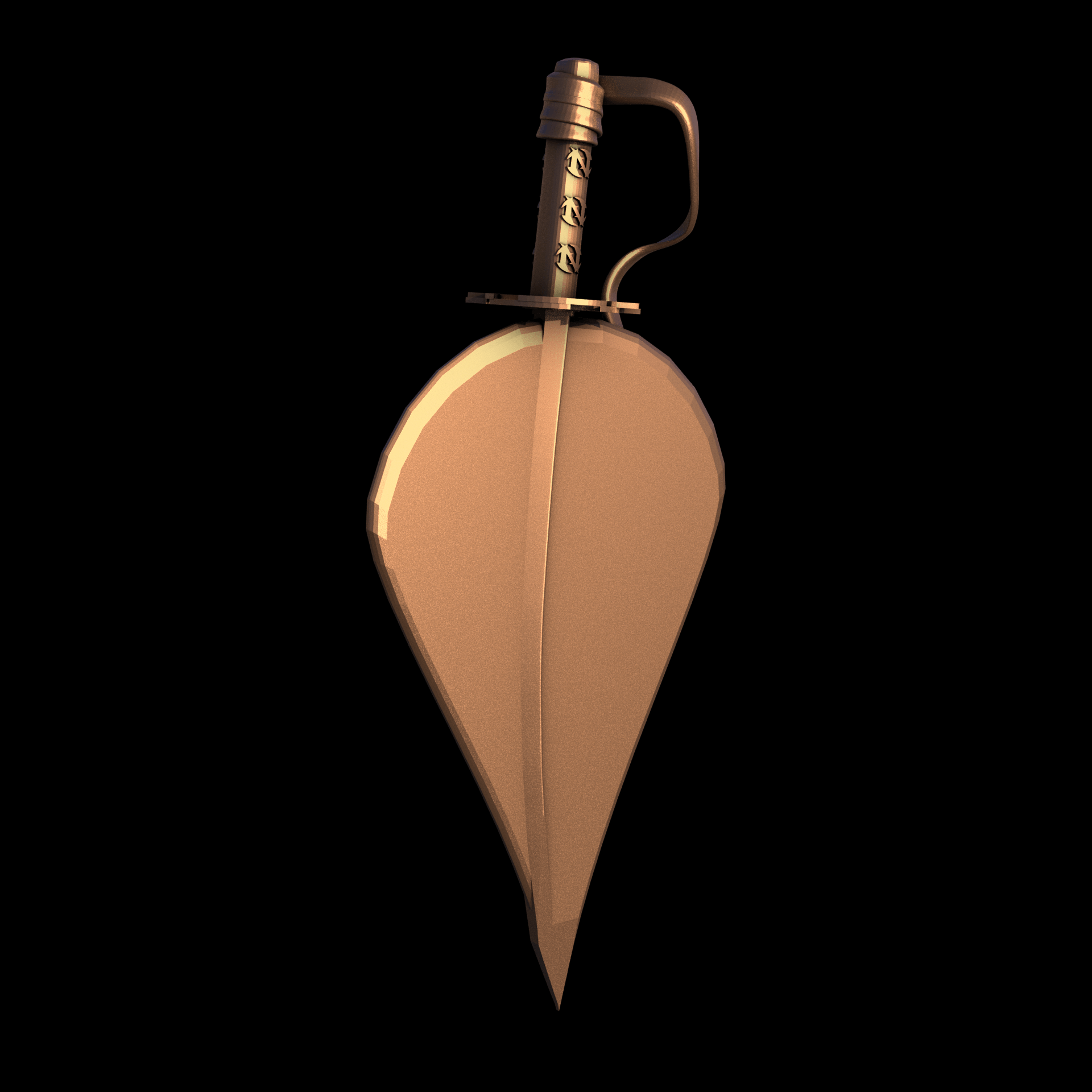 Bronze manufactured using wax casting, and lightly polished with a rough matte surface finish.