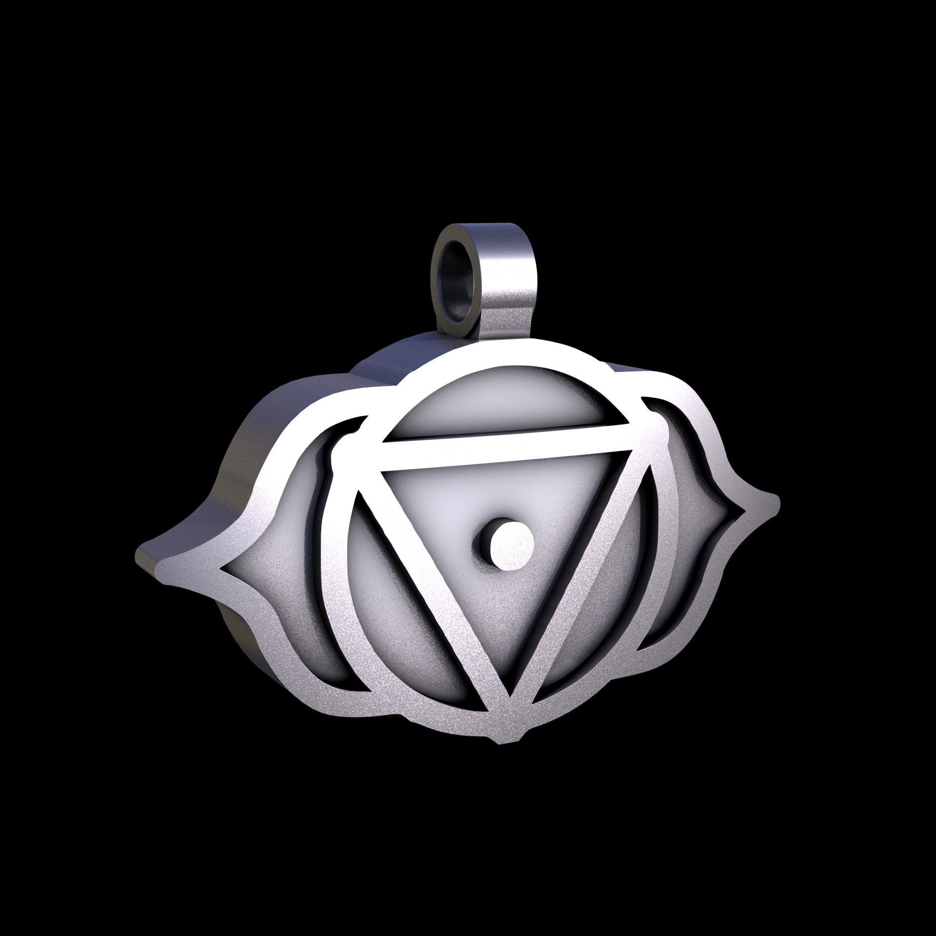 Sterling silver manufactured using wax casting, and lightly polished with a rough matte surface finish.