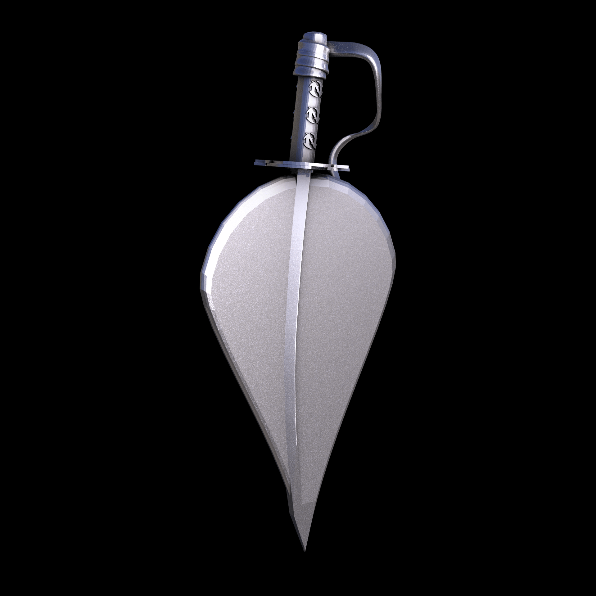 Sterling silver manufactured using wax casting, and lightly polished with a rough matte surface finish.