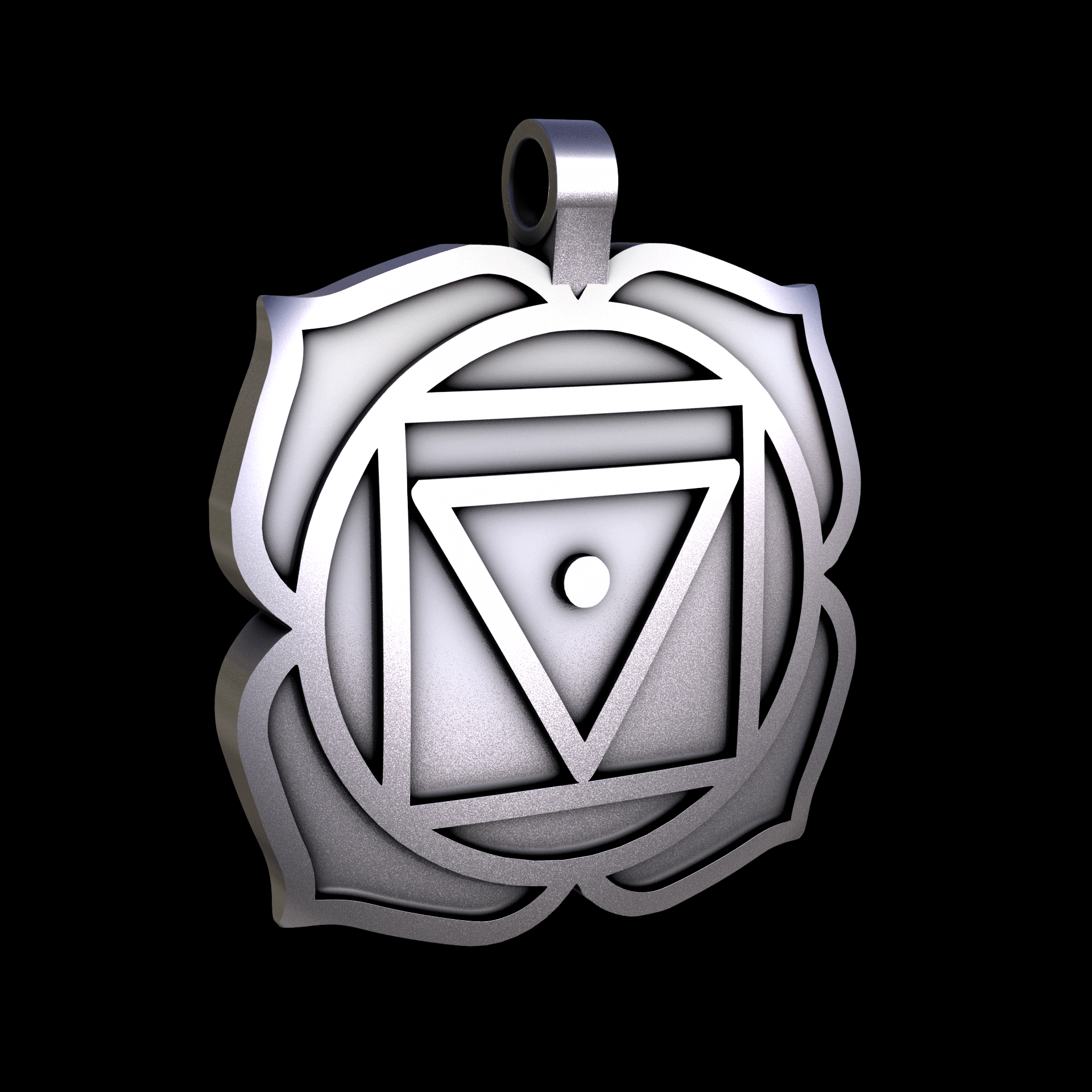 Sterling silver manufactured using wax casting, and lightly polished with a rough matte surface finish.