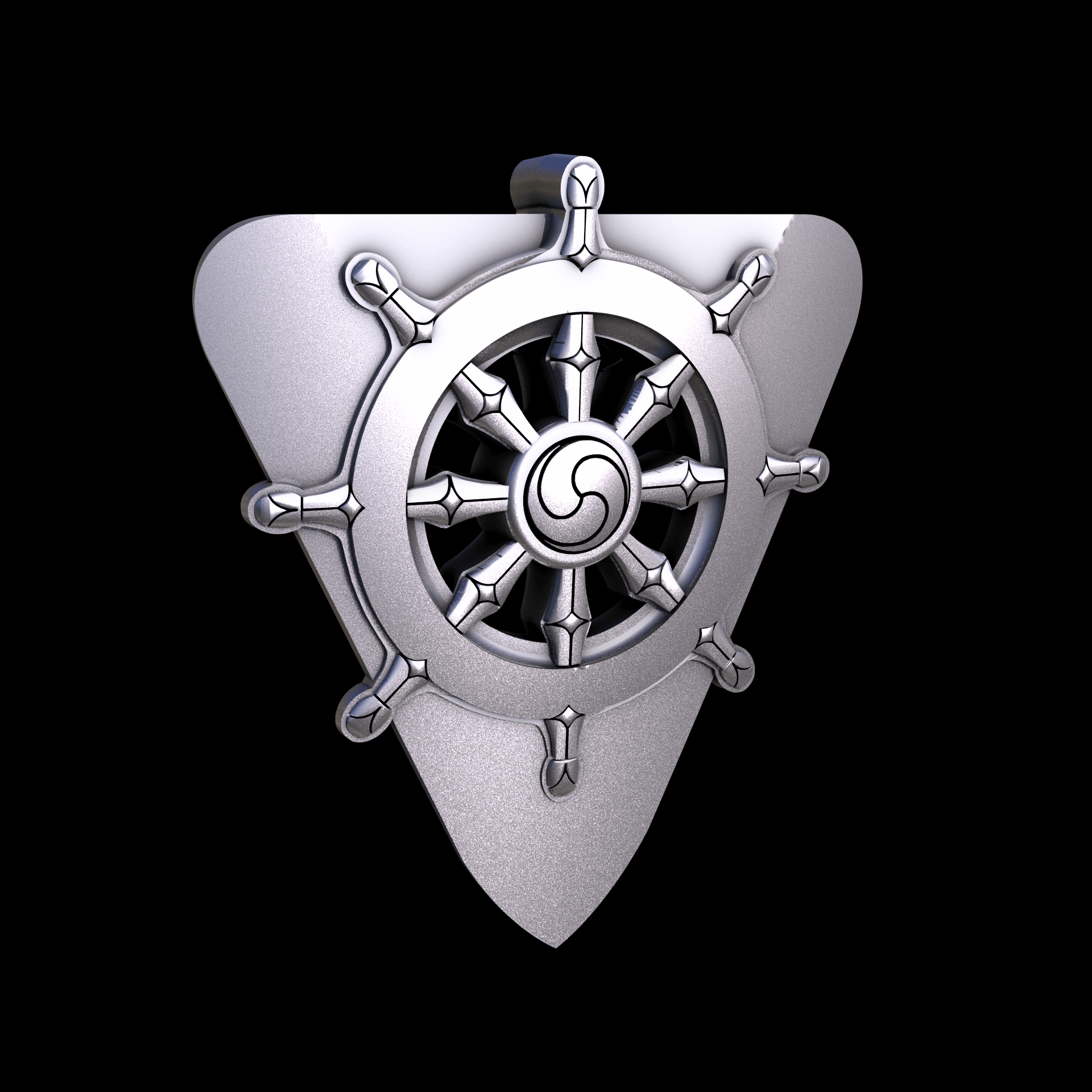 Sterling silver manufactured using wax casting, and lightly polished with a rough matte surface finish.