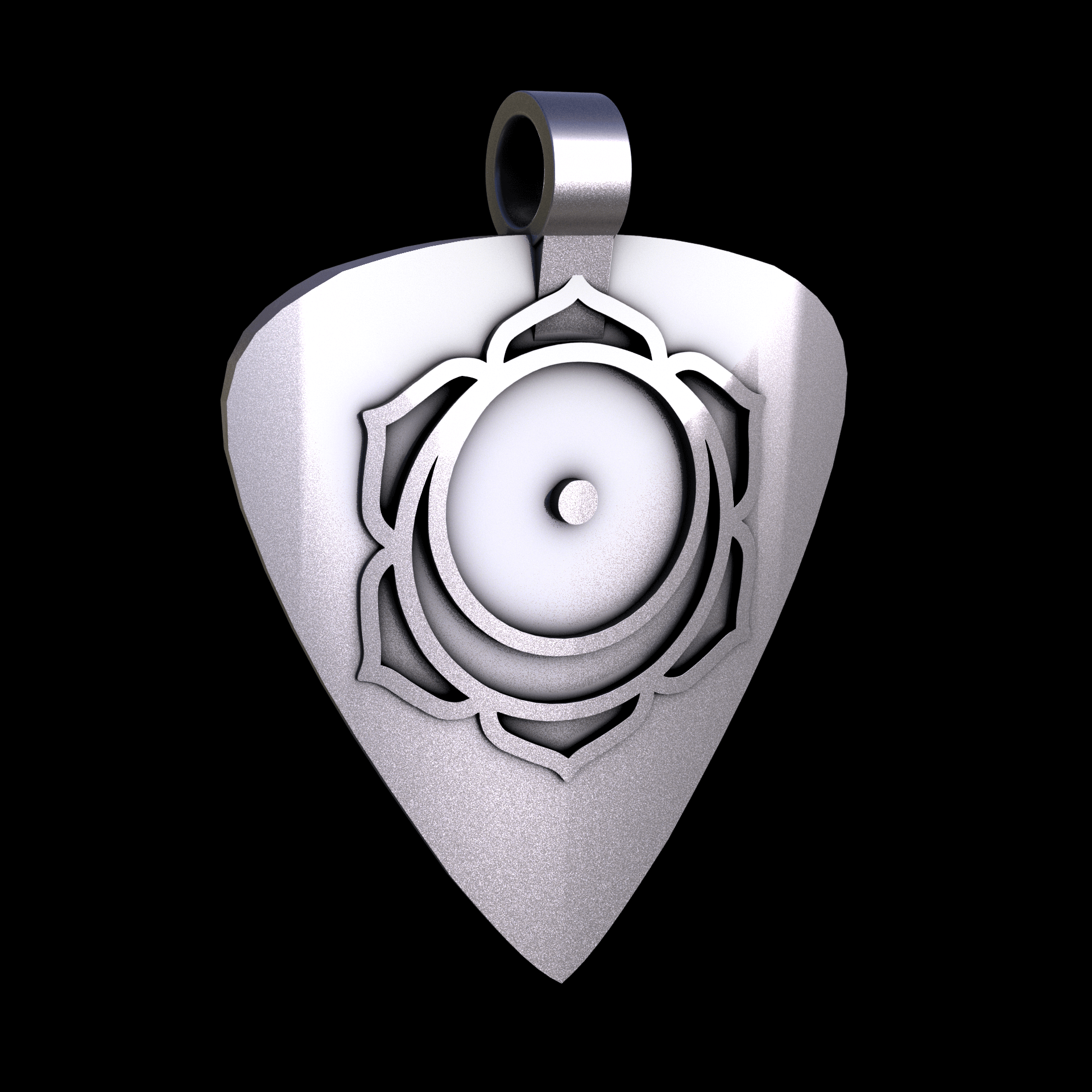 Sterling silver manufactured using wax casting, and lightly polished with a rough matte surface finish.