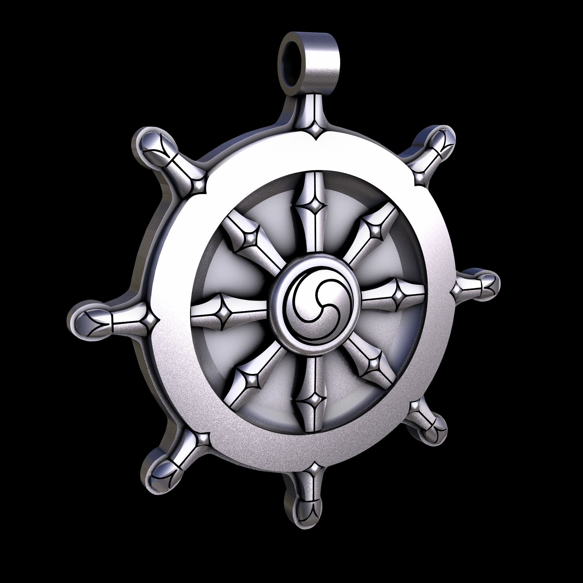 Sterling silver manufactured using wax casting, and lightly polished with a rough matte surface finish.