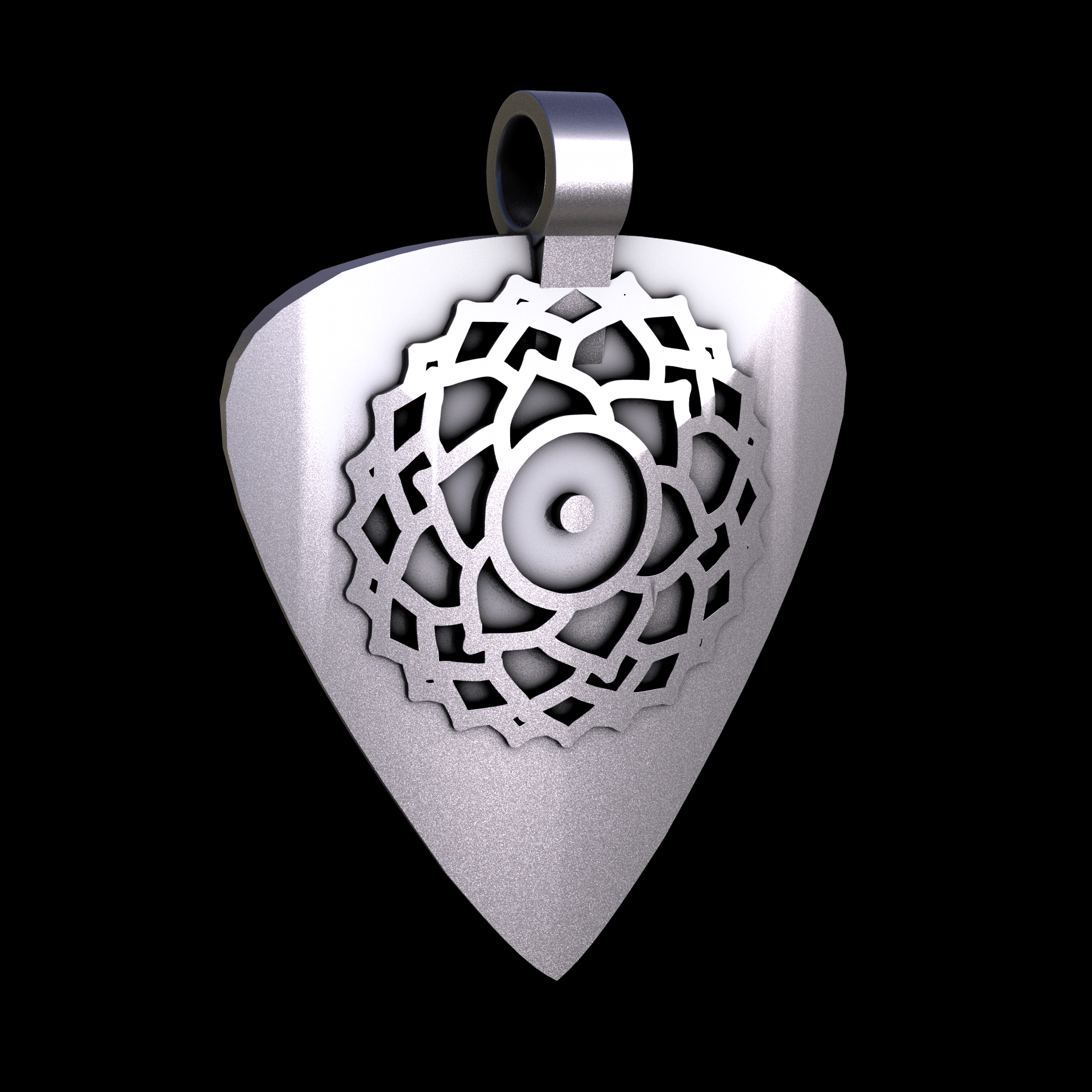 Sterling silver manufactured using wax casting, and lightly polished with a rough matte surface finish.