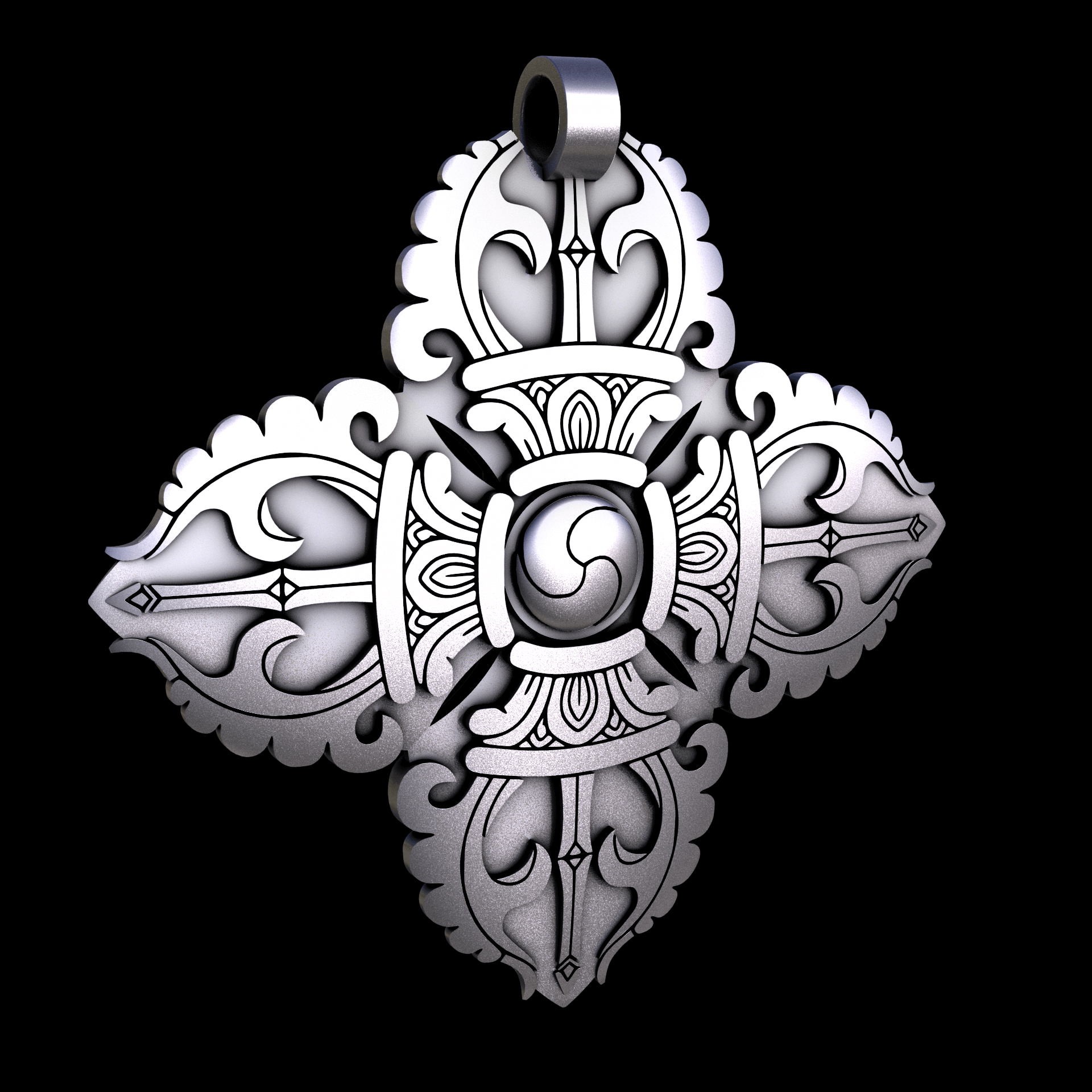 Sterling silver manufactured using wax casting, and lightly polished with a rough matte surface finish.