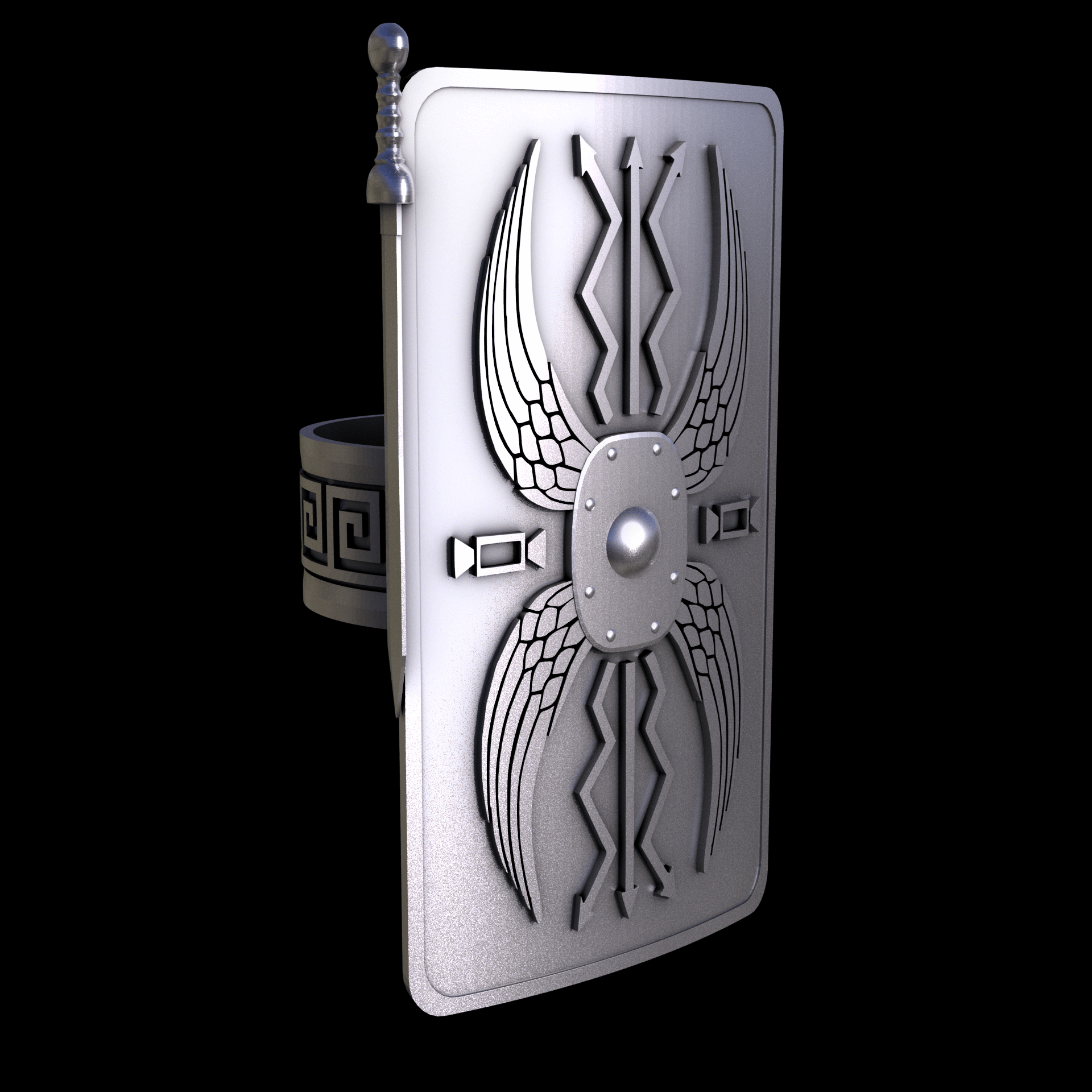 Sterling silver manufactured using wax casting, and lightly polished with a rough matte surface finish.