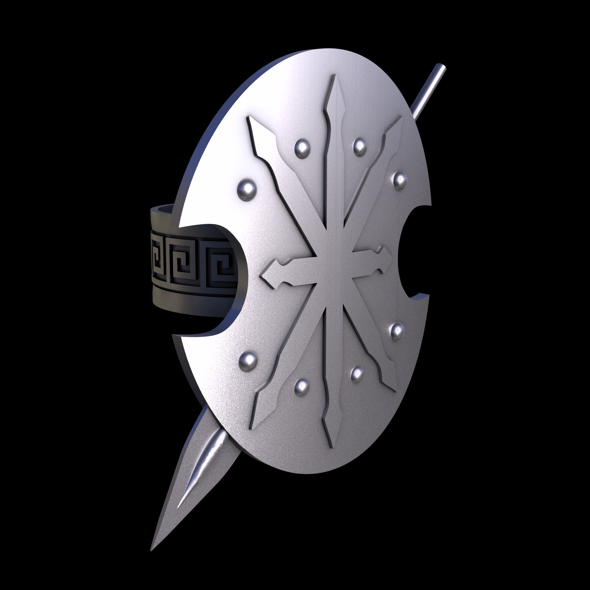 Sterling silver manufactured using wax casting, and lightly polished with a rough matte surface finish.