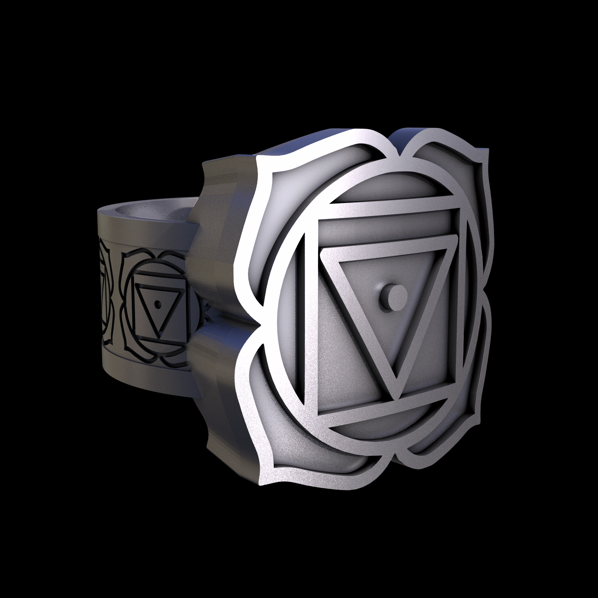 Sterling silver manufactured using wax casting, and lightly polished with a rough matte surface finish.