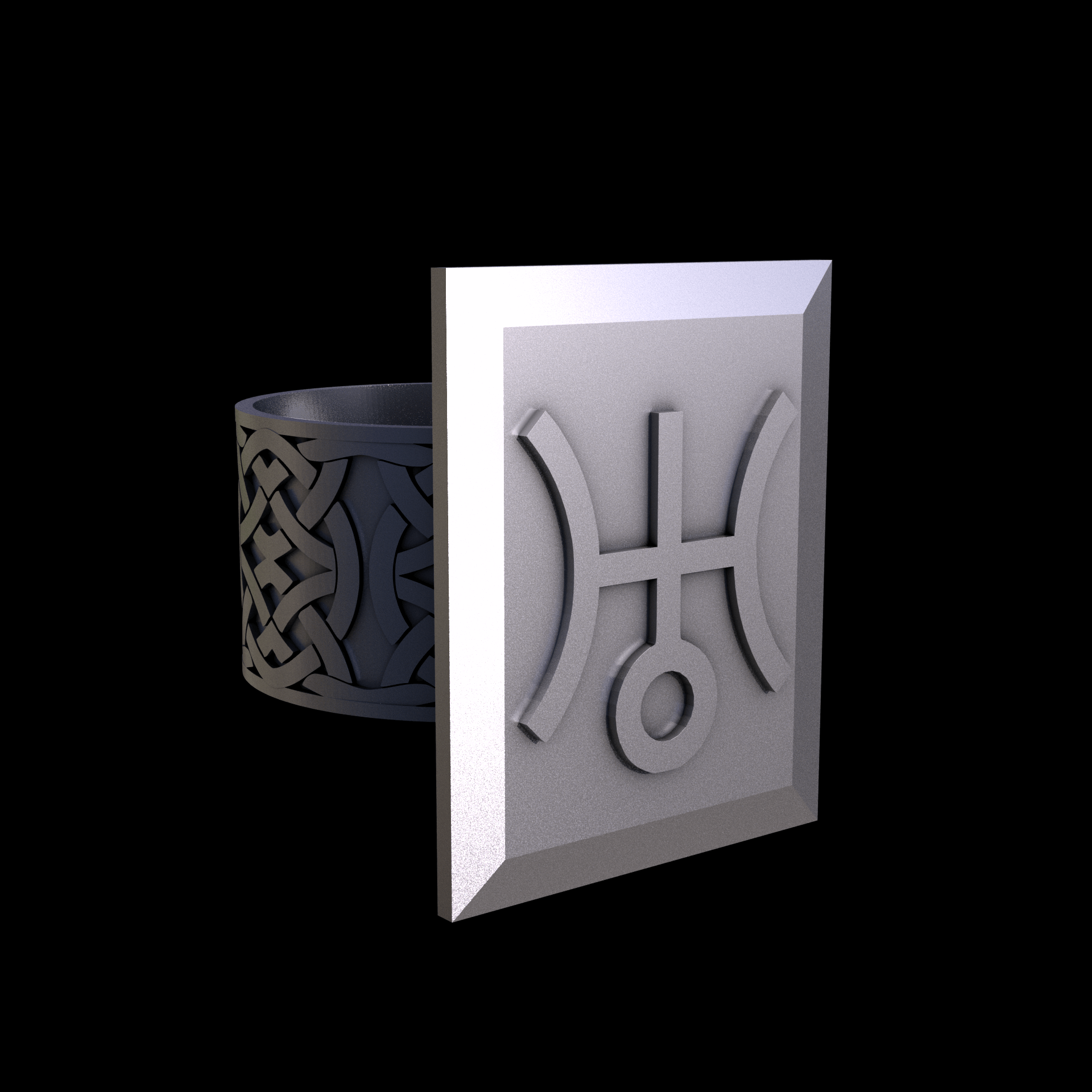 Sterling silver manufactured using wax casting, and lightly polished with a rough matte surface finish.