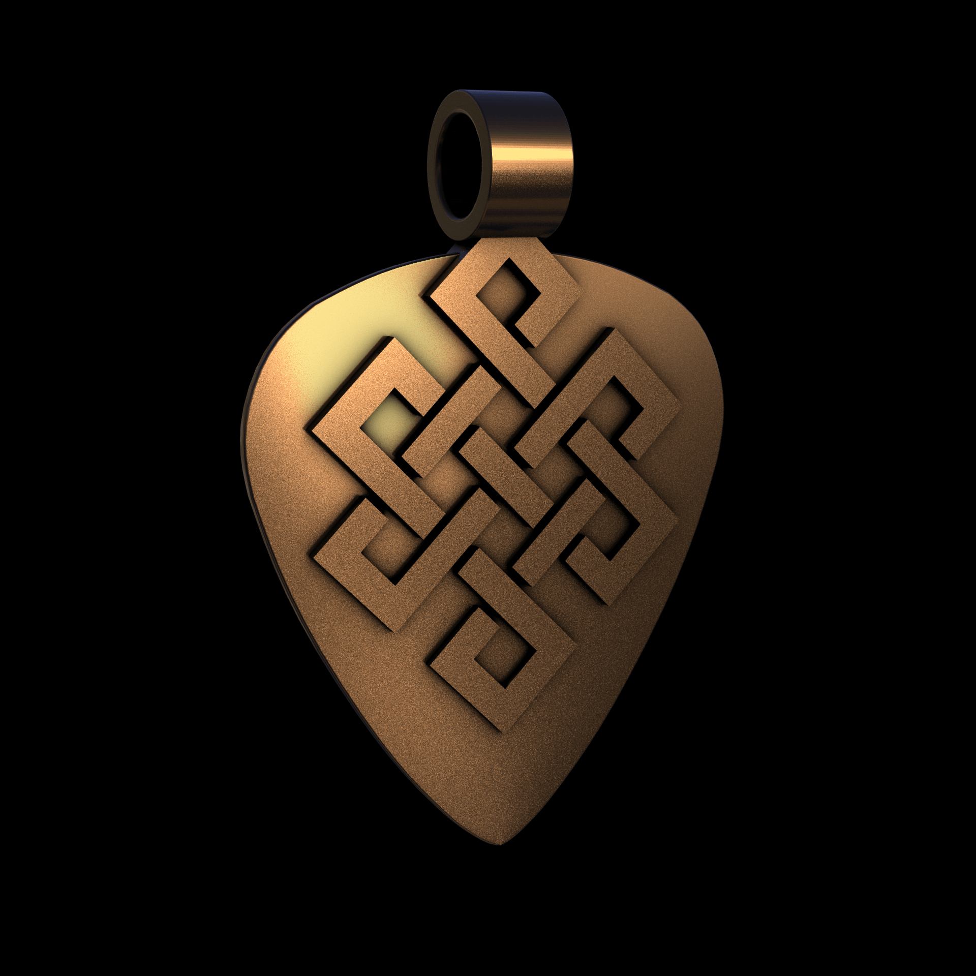 Bronze infused 420 stainless steel, manufactured using 3D printing, polished and enrobed in 24k gold with a mild sheen, with visible print lines.