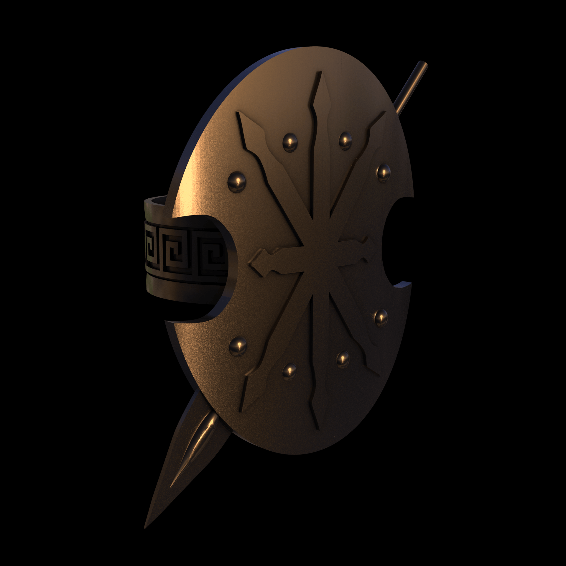 Bronze infused 420 stainless steel, manufactured using 3D printing, polished and enrobed in 24k gold with a mild sheen, with visible print lines.